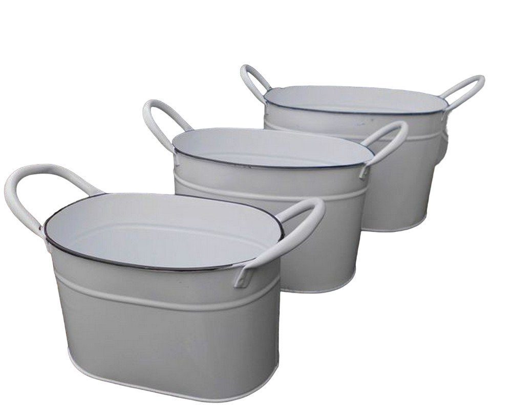 Deko-Impression Übertopf 3er Set Kräutertöpfe Blumentöpfe Pflanztöpfe oval m. He