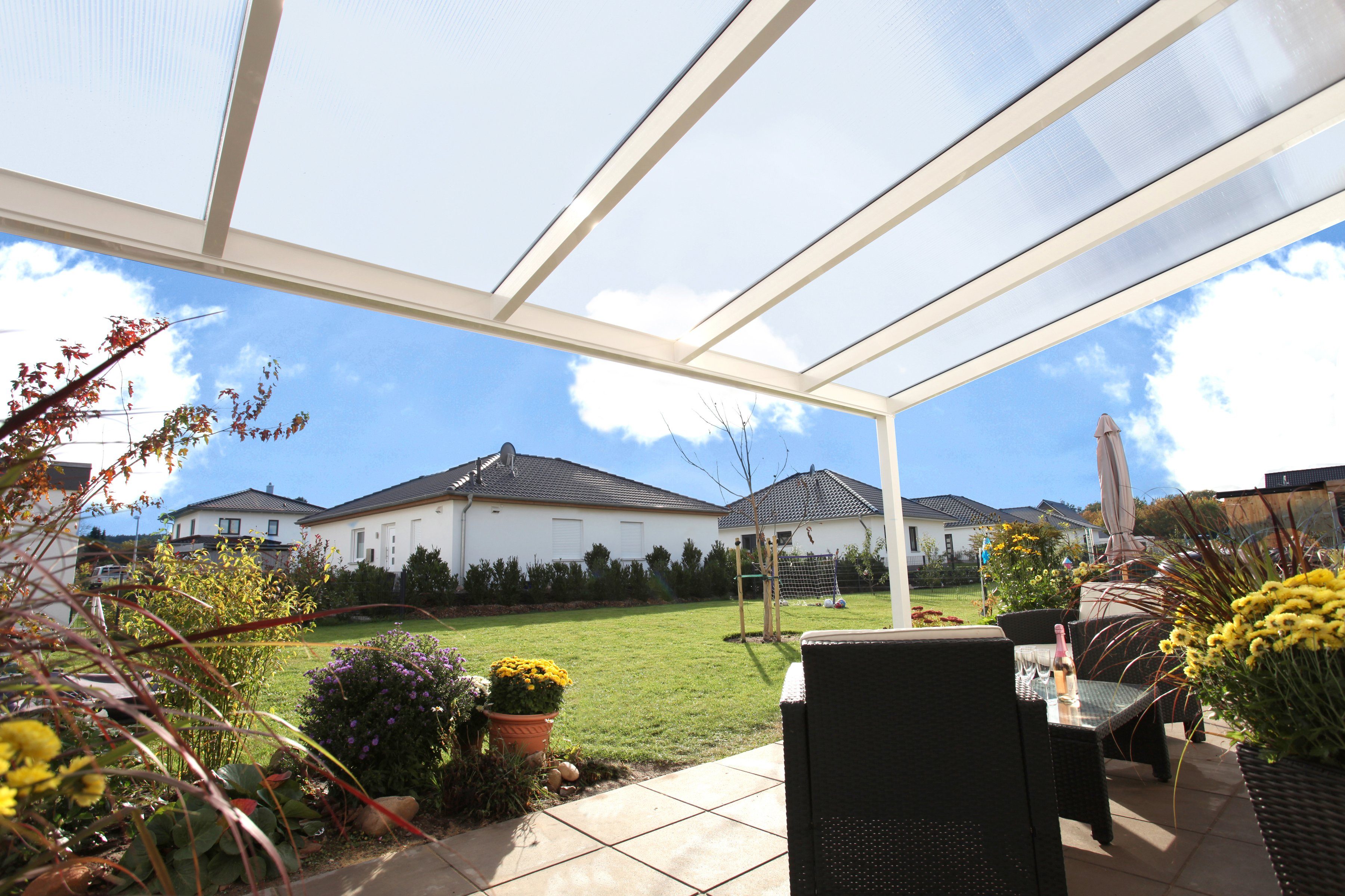 Skanholz Terrassendach Genua, BxT: 541x257 cm, Bedachung Doppelstegplatten, 541 cm Breite, verschiedene Tiefe