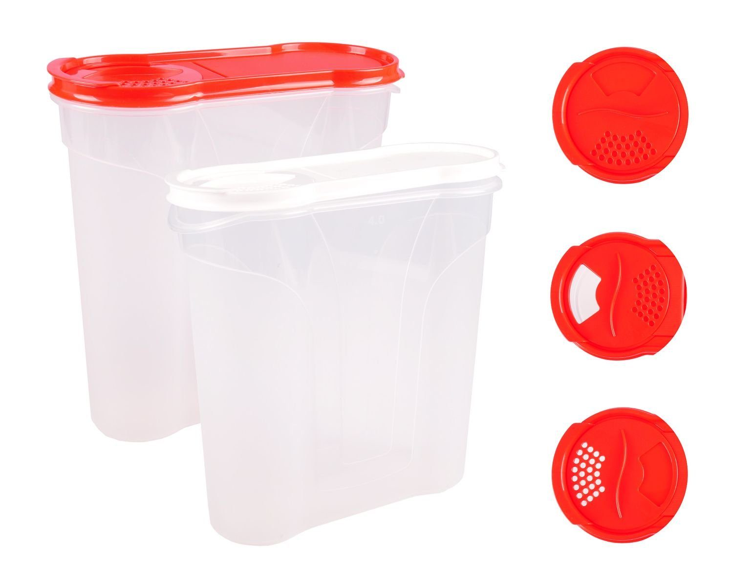 BURI Vorratsdose Rival Schüttdosen 1,3/2,4/4 L Cerealienbox Müslidose Cornflakesdose, Kunststoff