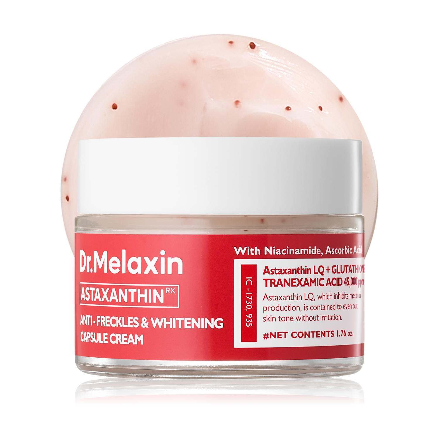 Dr.Melaxin Tagescreme TX-Astaxanthin Anti-Dark Spot Brightening Capsule Cream 50g – Whitening Capsule Cream mit Astaxanthin, Niacinamide & Tranexamic, Acid – Anti-Freckles Pflege für ebenmäßigen Hautton