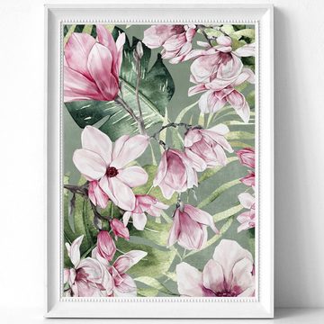 homestyle-accessoires Poster Bilder Bilderset Wandbilder MAGNOLIEN PINK ROSE 3er Set Print, Ohne Bilderrahmen