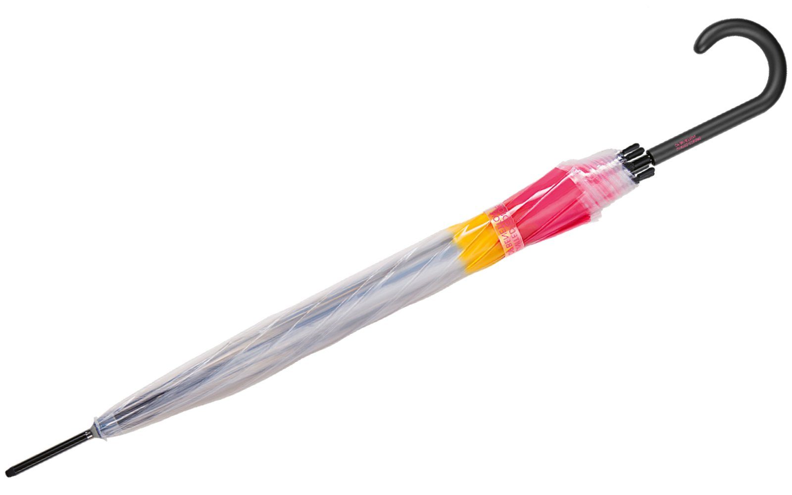 United Colors of Benetton Stockregenschirm Glockenschirm mit Automatik transparent-farbig, voller Druchblick mit der durchsichtigen Kuppel