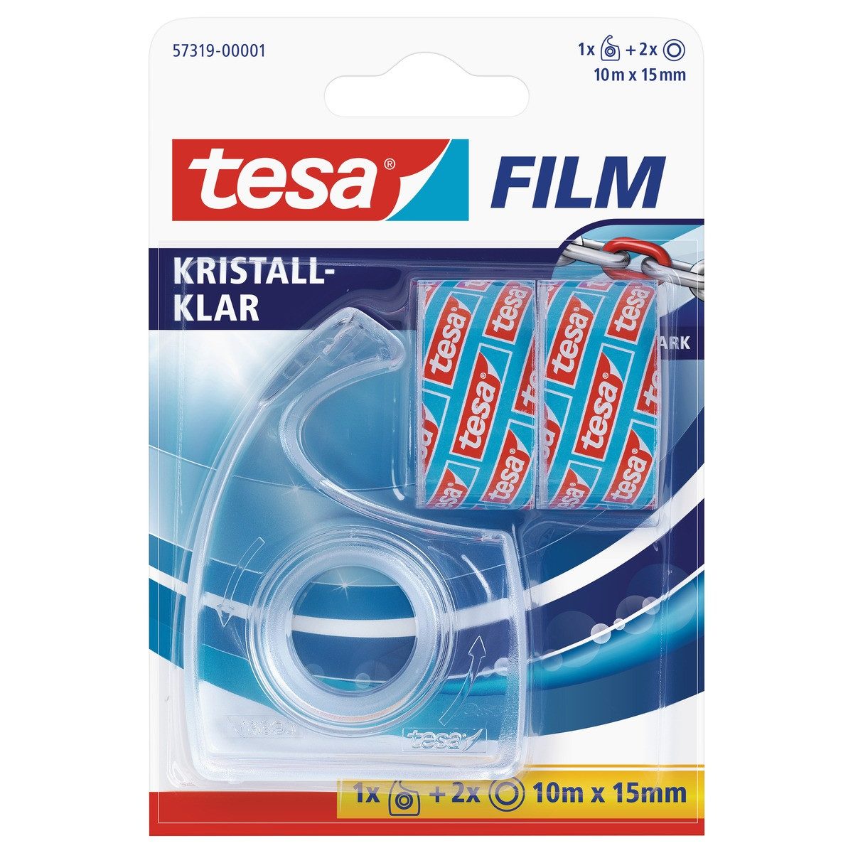 tesa Klebeband tesa Abroller Kristallklar + 2 Rollen 15mmx10m