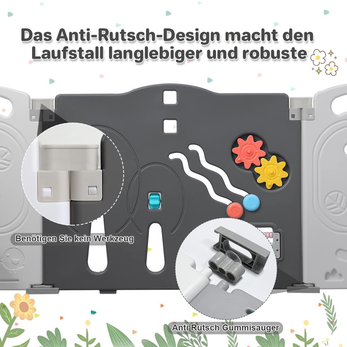 YOLEO Laufgitter Baby Laufstall Faltbar Krabbelgitter günstig online kaufen