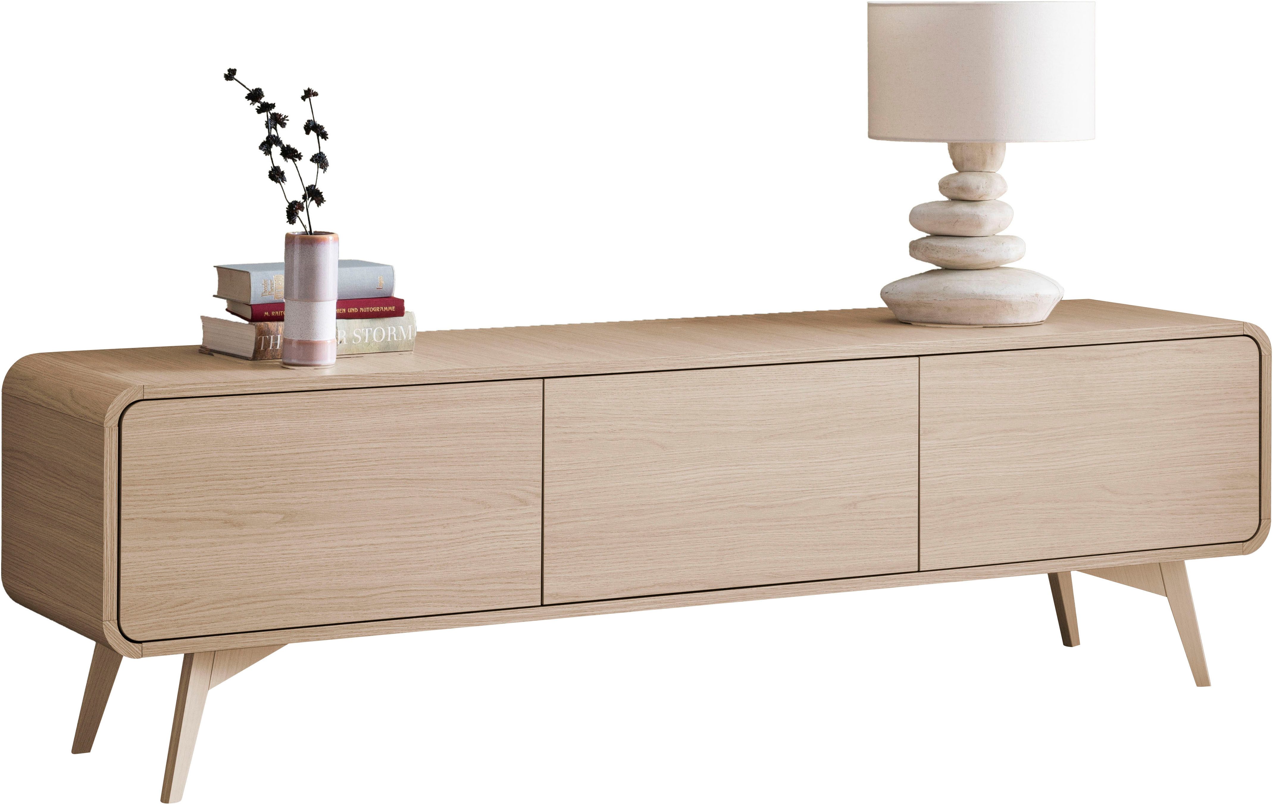 Home affaire Lowboard Torsby, moderner TV-Schrank, Kommode in Eiche Natur, TV-Unterschrank, abgerundete Ecken, ausreichend Stauraum, vielseitig einsetzbar