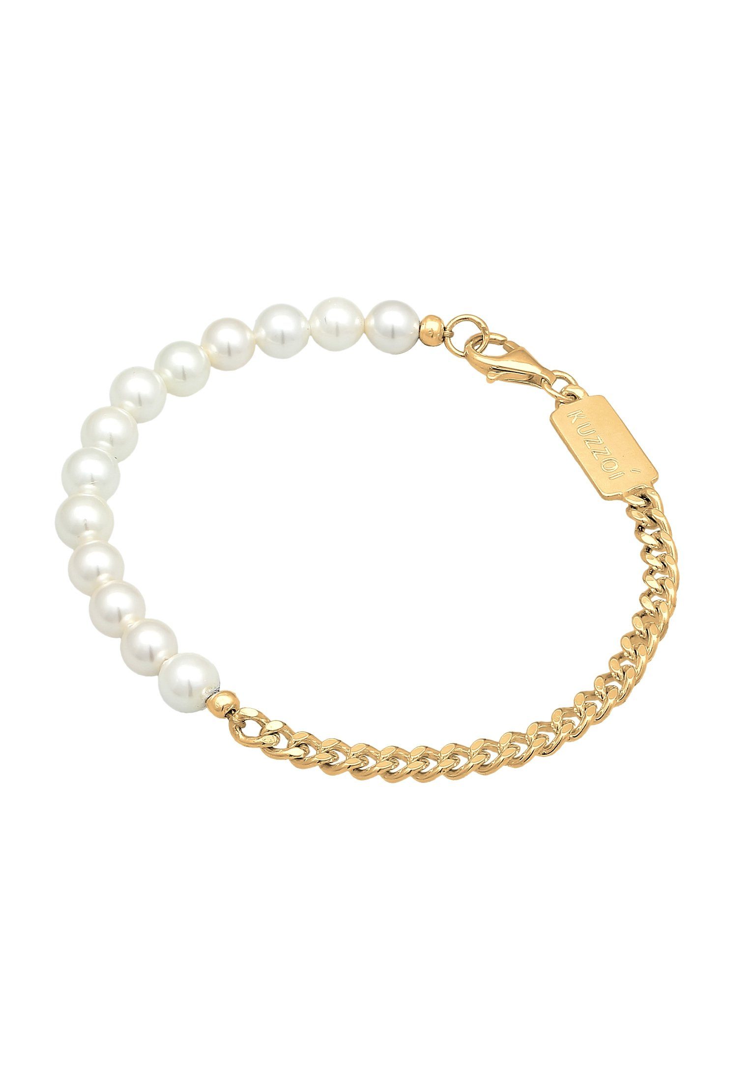 Kuzzoi Bead-Armband-Set Basic Männer Panzerkette Massiv Perlen 925 Silber