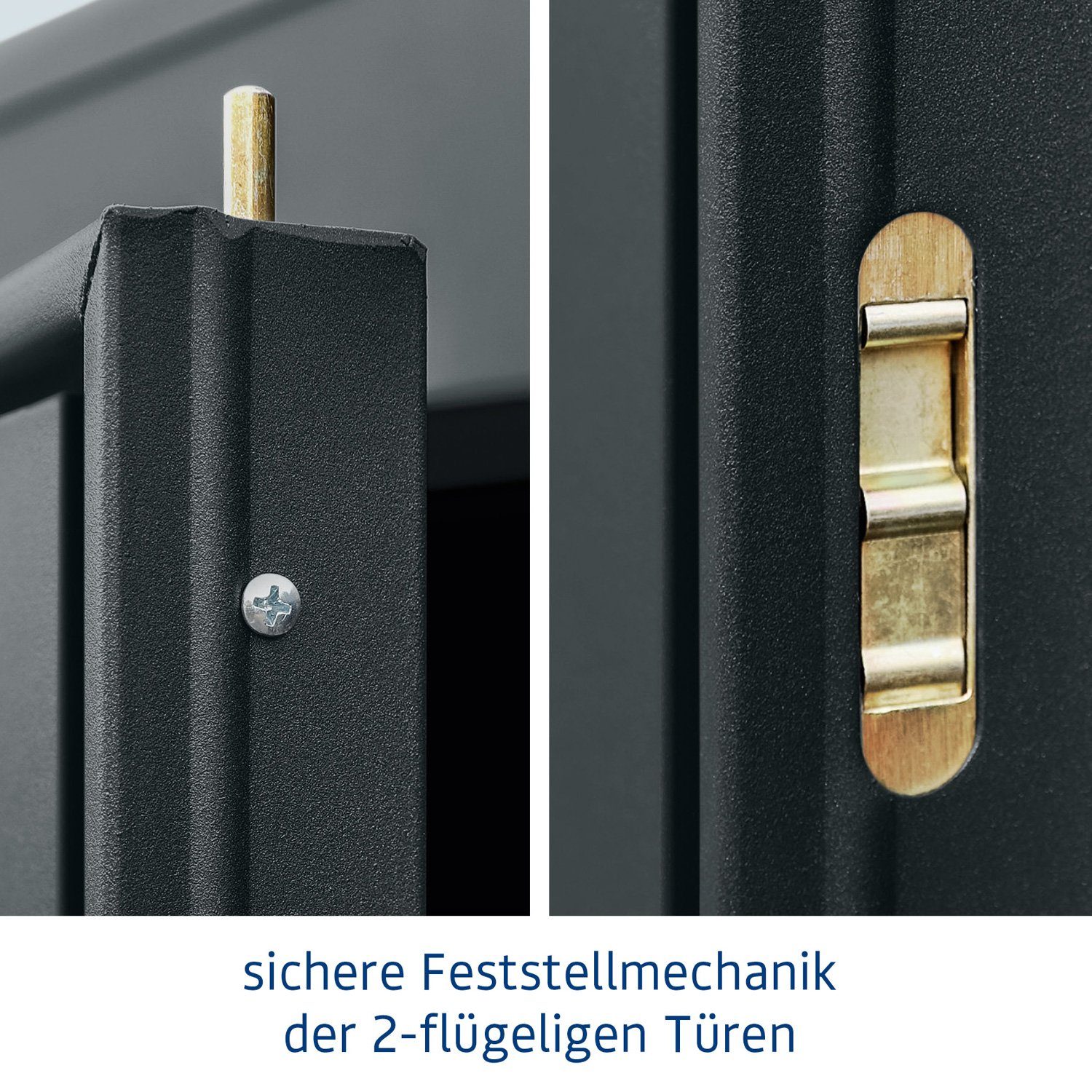 Hörmann Ecostar Gerätehaus 2-flüglige Typ anthrazitgrau Metall-Gerätehaus Tür mit Pultdach Trend 3