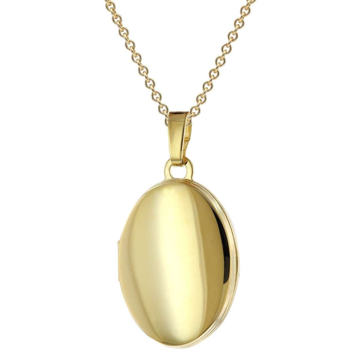 trendor Kette mit Anhänger 28963, Medaillon Gold 333/8K Mit Vergoldeter Silberkette