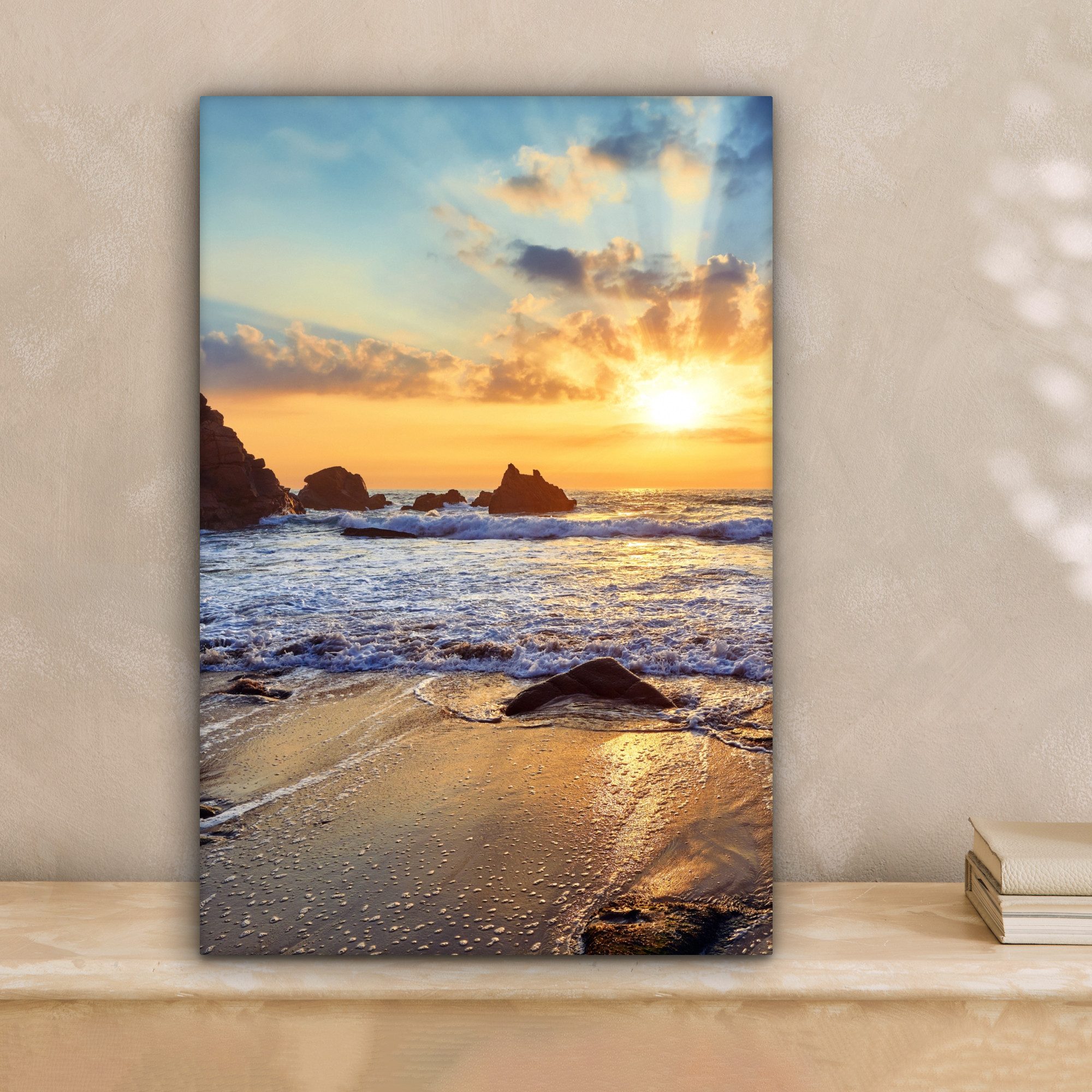 OneMillionCanvasses® Leinwandbild Strand - Sonnenuntergang - Natur - Meer - günstig online kaufen