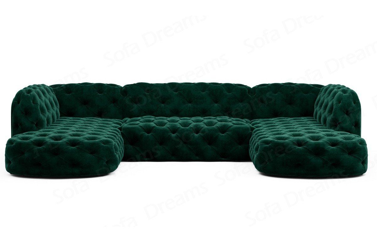 Sofa Wohnlandschaft Stoffsofa, Lounge Designer Samtstoff Dreams Chesterfield Couch U grün37 im Lanzarote Couch Sofa Look