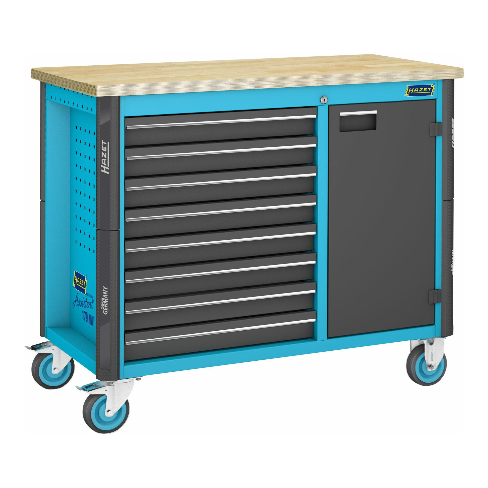 HAZET Werkbank HAZET Fahrbare Werkbank 179NW-8 Schubladen, flach: 8 x 81 x 522 x 398