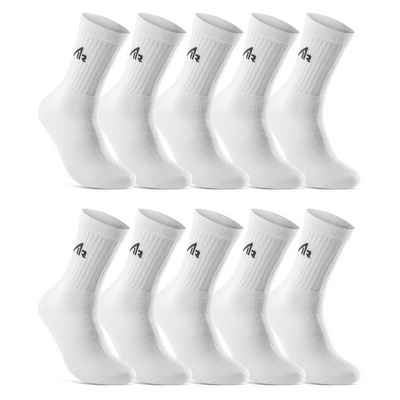 sockenkauf24 Sportsocken 10 Paar "i1R" Sport Socken Herren & Damen Socken Tennissocken (Weiß, 35-38) mit Frotteesohle - 10300