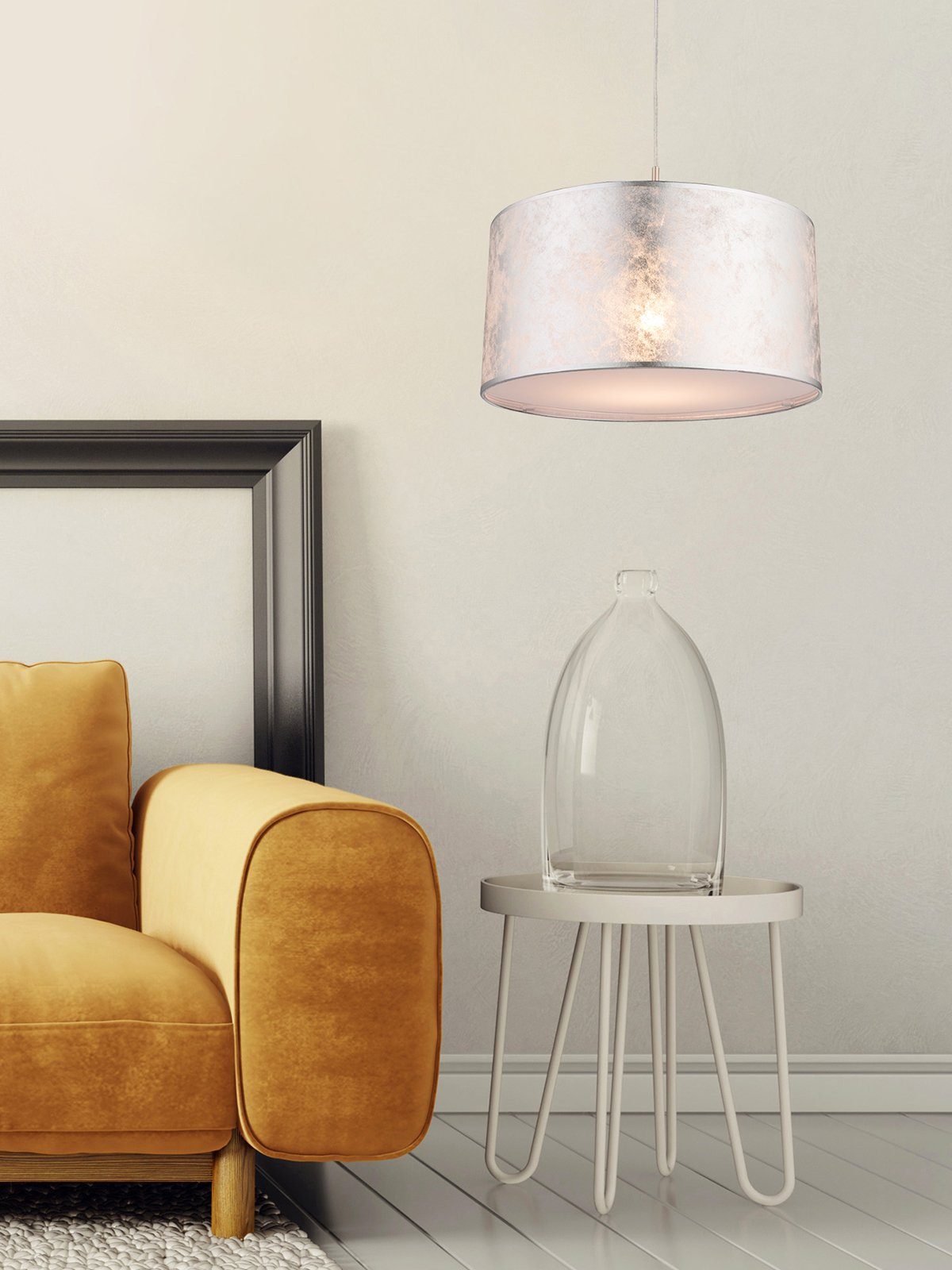 GLOBO LIGHTING Hängeleuchte Hängeleuchte Esszimmer Pendelleuchte Wohnzimmer Hängelampe silber