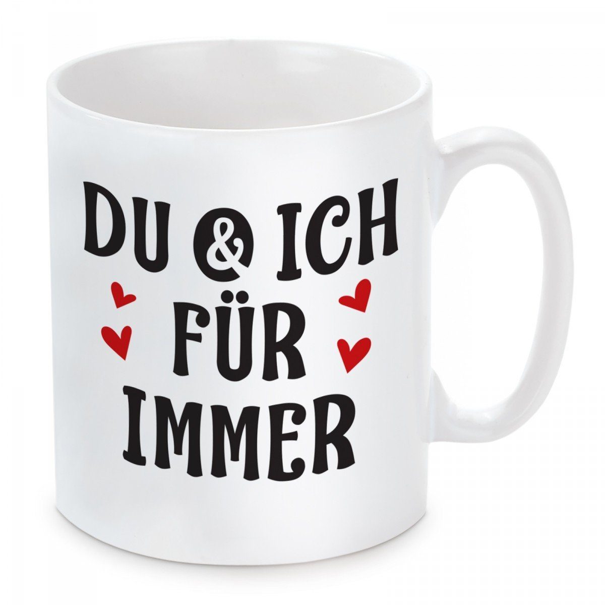 Herzbotschaft Tasse Kaffeebecher mit Motiv DU & ICH FÜR IMMER, Keramik, Kaffeetasse spülmaschinenfest und mikrowellengeeignet