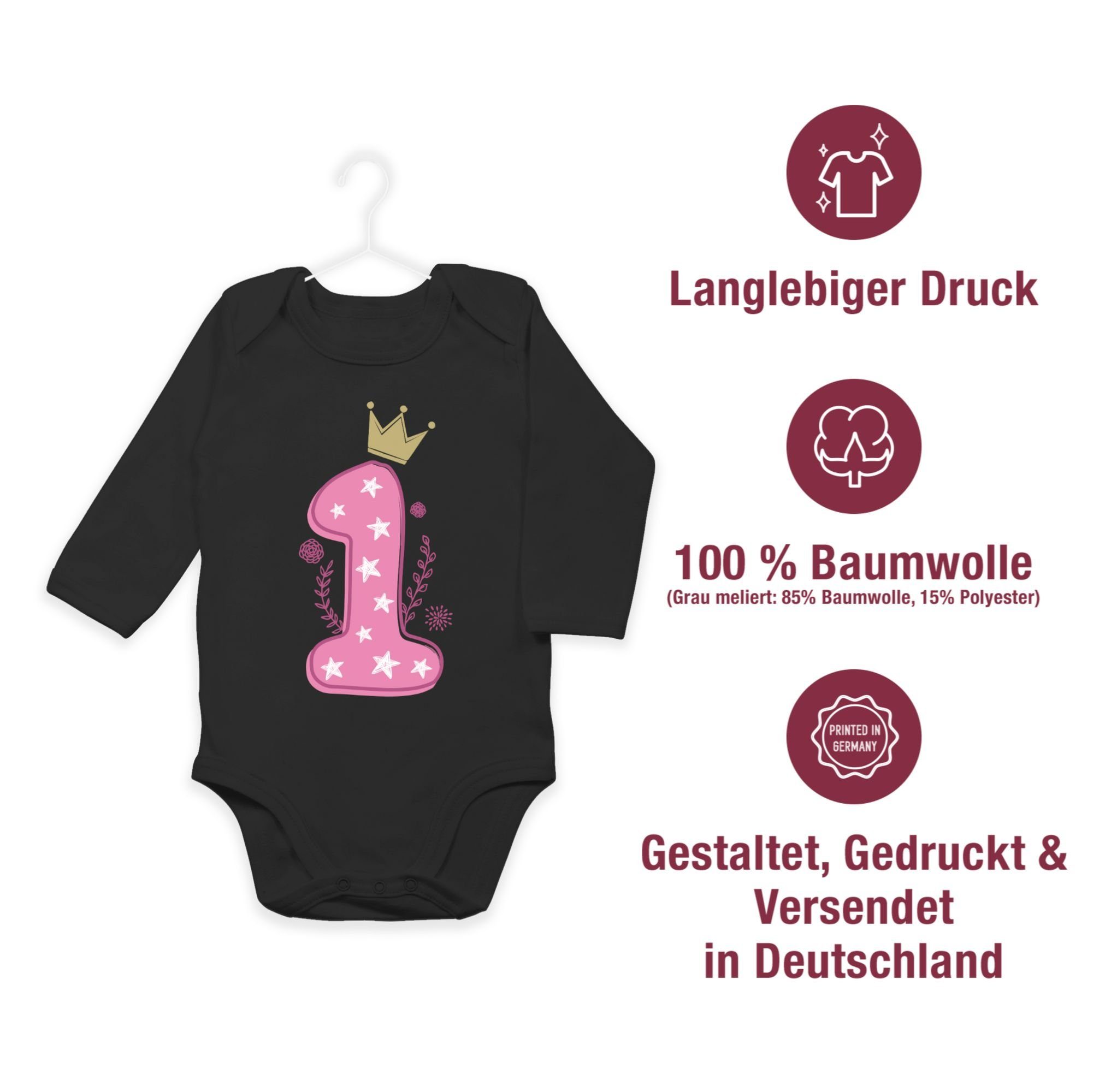 Mädchen 1. Shirtracer Erster Shirtbody 2 Geburtstag Schwarz