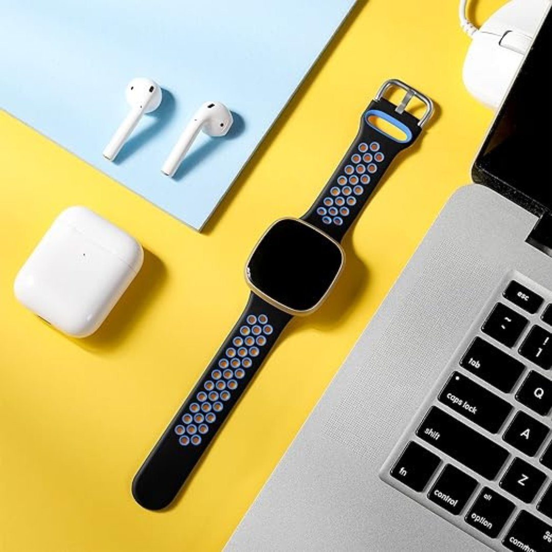 SmartUP Smartwatch-Armband Sport Fitbit Ersatz Silikon Versa #6 Sense Uhrenarmband, Armband Armband Silikon Sportband, 3/ für Dunkelgrün