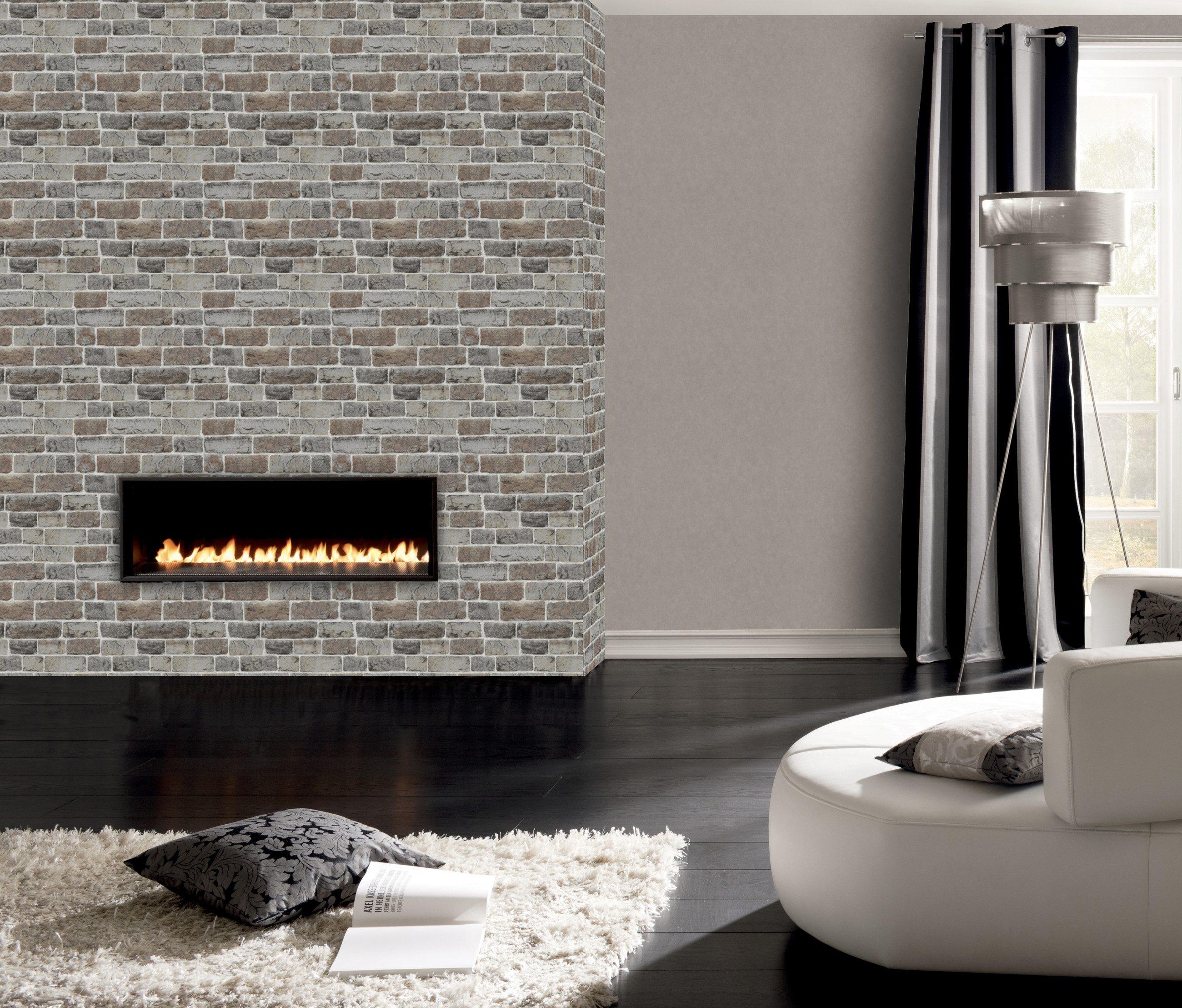 Rasch Papiertapete Mauerwerk Grau Schwarz Braun, Steinoptik, (1 Rolle, 1 St., 10,05 m x 0,53 m), gute Lichtbeständigkeit, waschbeständig, naß zu entfernen
