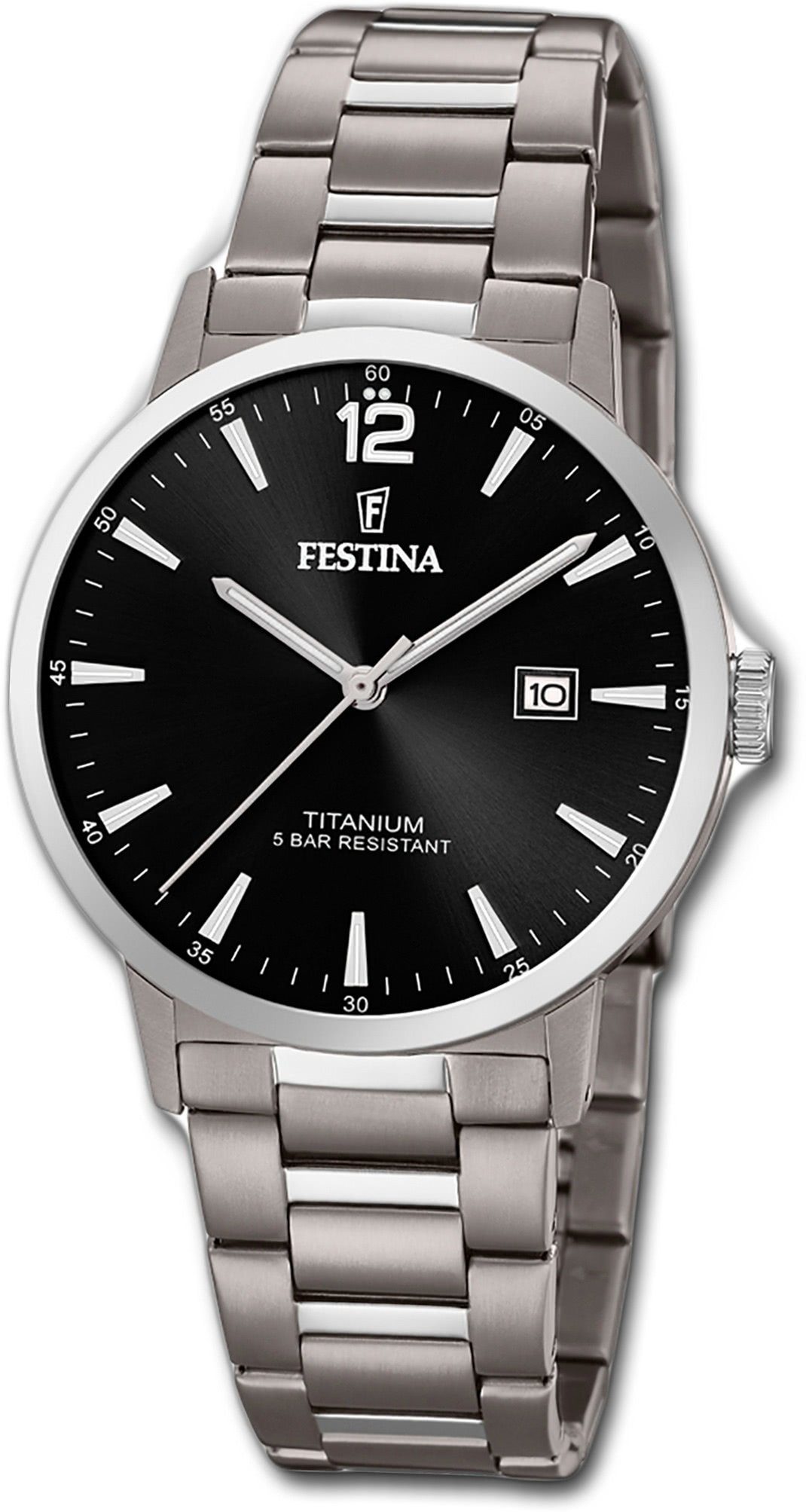 Festina Quarzuhr Festina Titan Herren Uhr F20435/3, Herrenuhr mit  Titanarmband, rundes Gehäuse, groß (ca. 40mm), Elegant-S