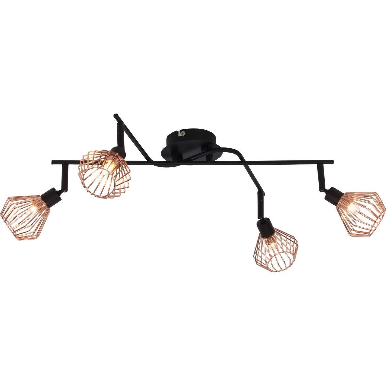 33W, 4x g QT14, Brilliant Dalma Deckenspot Kreuz schwarz/kupfer Lampe 4flg Dalma, G9, Deckenleuchte