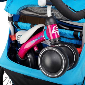 taXXi Fahrradkinderanhänger Kinderfahrradanhänger Elite two Blue Kinderanhänger, Im Jogger- Set integrierte Handbremse