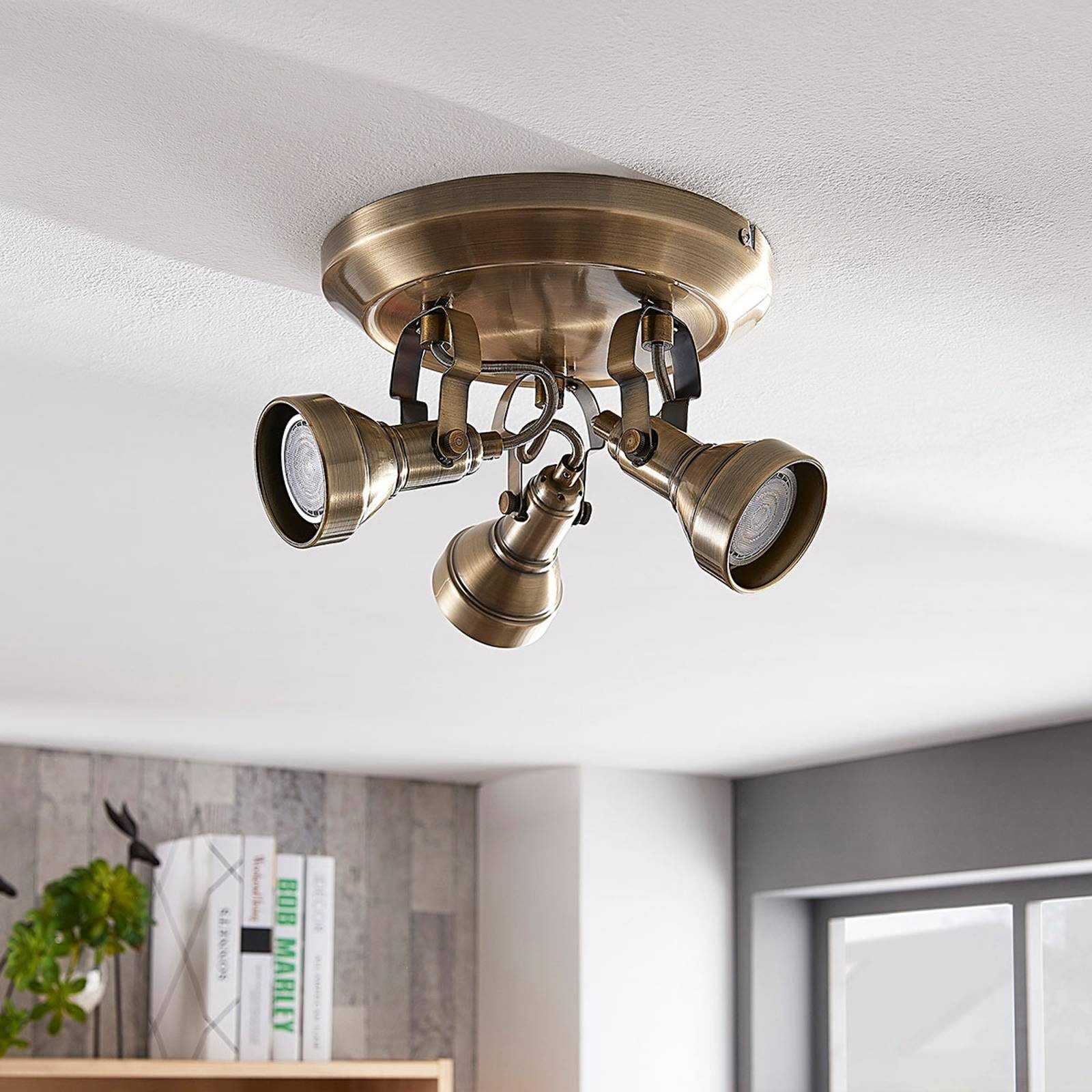 Lindby Deckenleuchten Perseas, Metall, Bronze IP20, 3 x 5 W LED