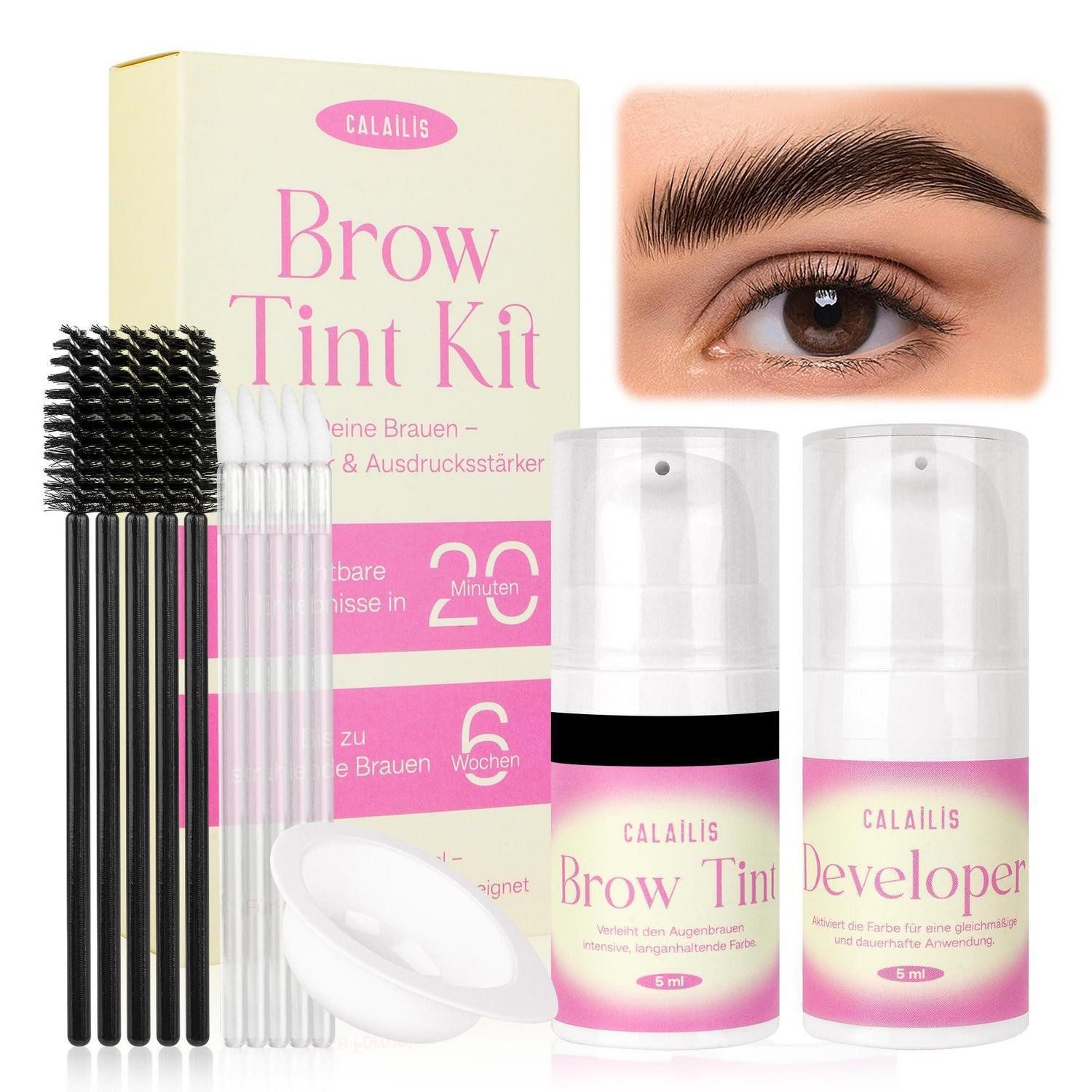 LuxusKollektion Augenbrauenpflege Augenbrauenfarbe Set Schwarz 5ml