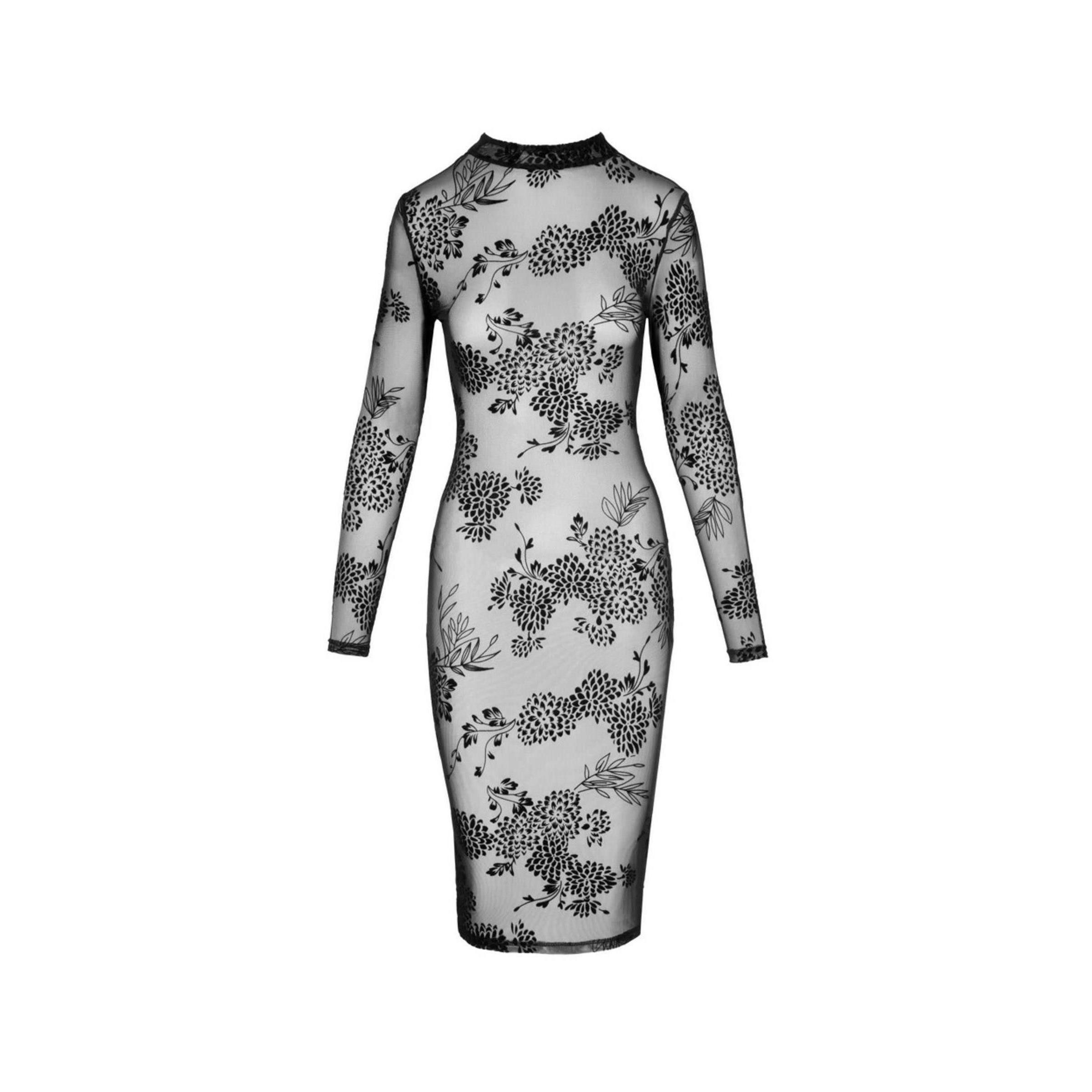 Noir Netzkleid Noir- Kleid Flockprint - (L,M,S,XL)