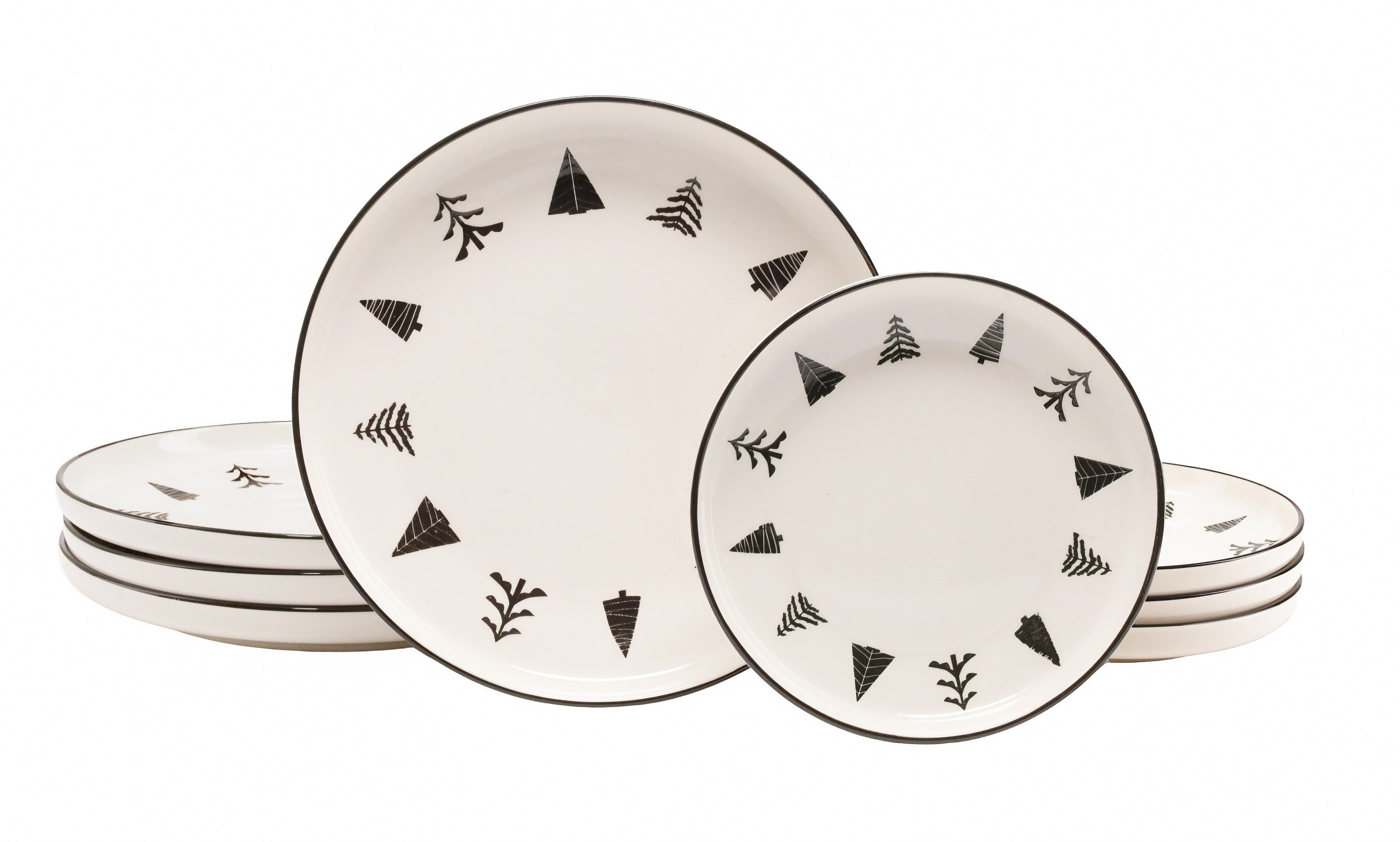 creaTable Tafelservice Nordic Christmas Black (1-tlg), 4 Personen, Steinzeug
