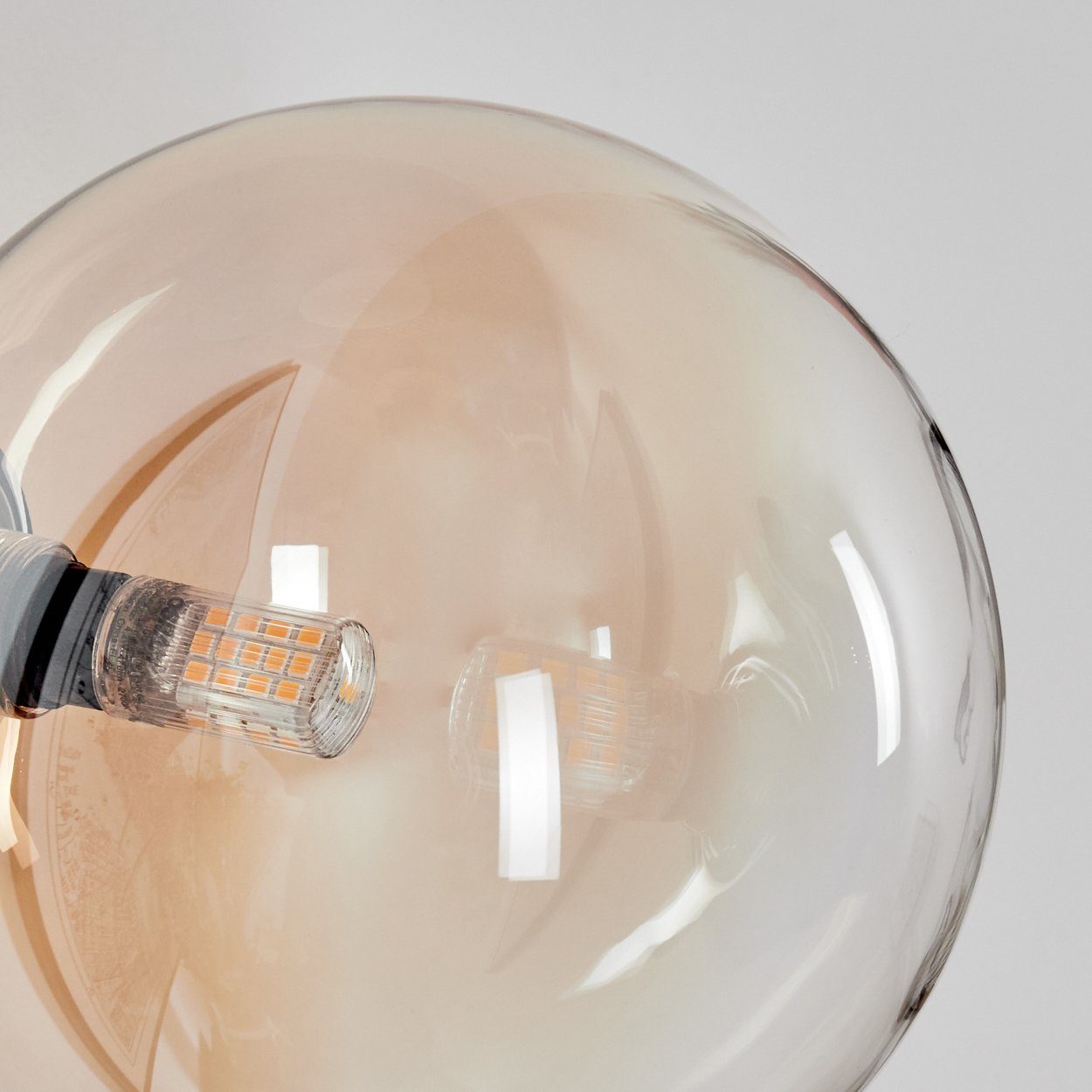 hofstein Wandleuchte Wandlampe aus Metall/Glas in Schwarz/Bernstein/Klar, ohne Leuchtmittel, Leuchte mit Glasschirm, An/-Auschalter, 1xG9, ohne Leuchtmittel