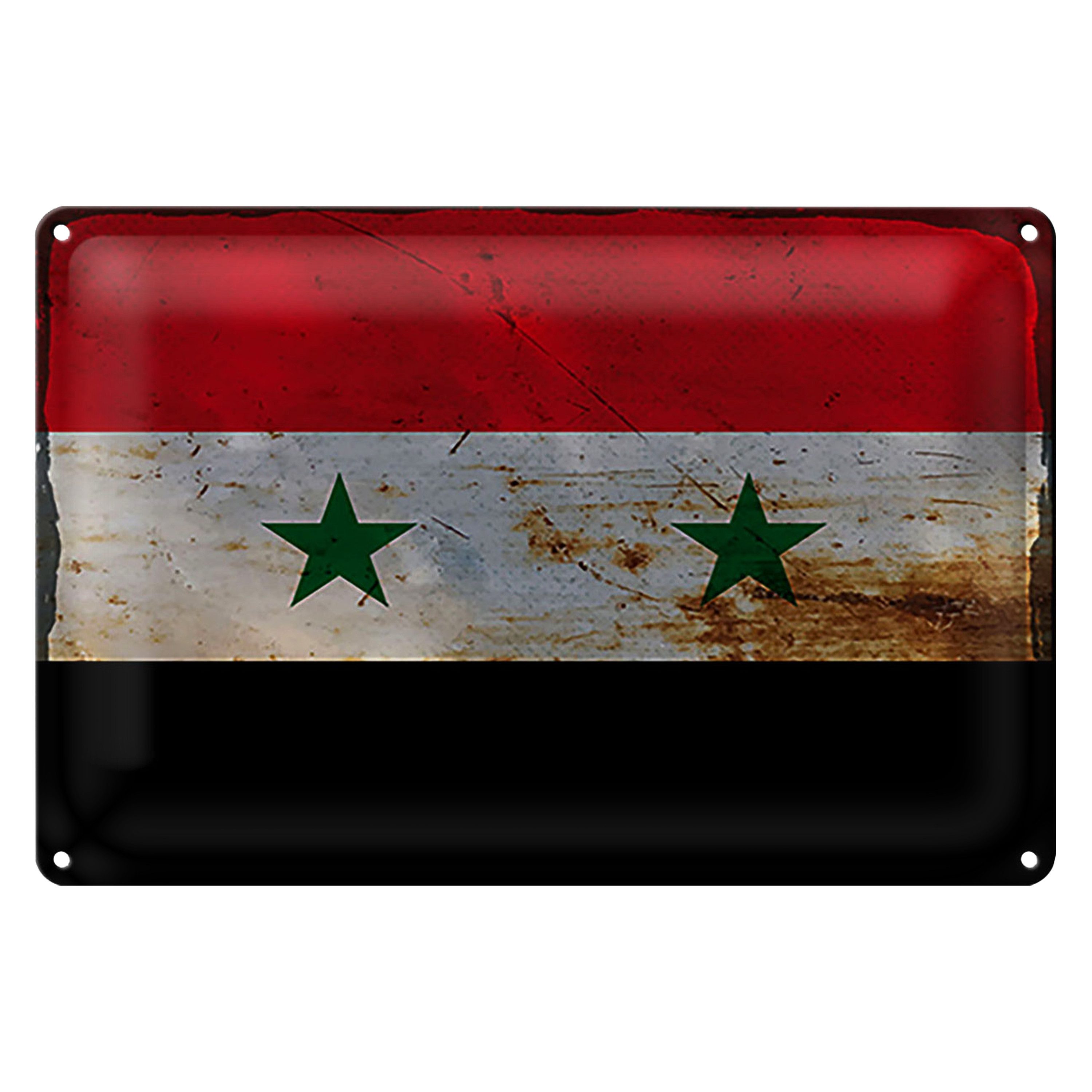 Roomando Metallschild Flagge Syrien 40x30cm Flag of Syria Rost
