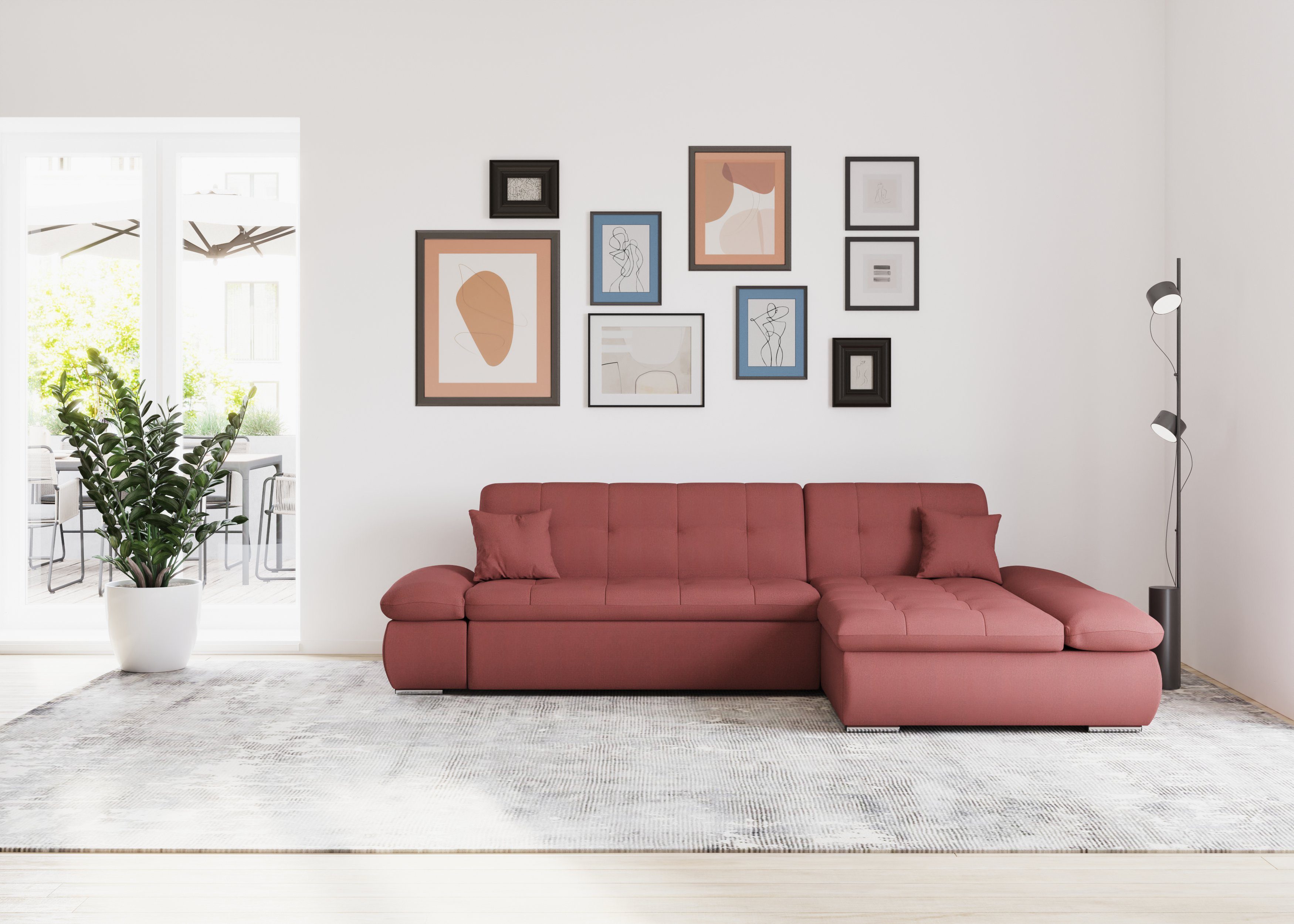 DOMO collection Ecksofa Moric Schlafsofa B/T/H 300/172/80 cm, auch in Cord, L-Form, XXL-Format, wahlweise auch mit Bettfunktion und Armverstellung