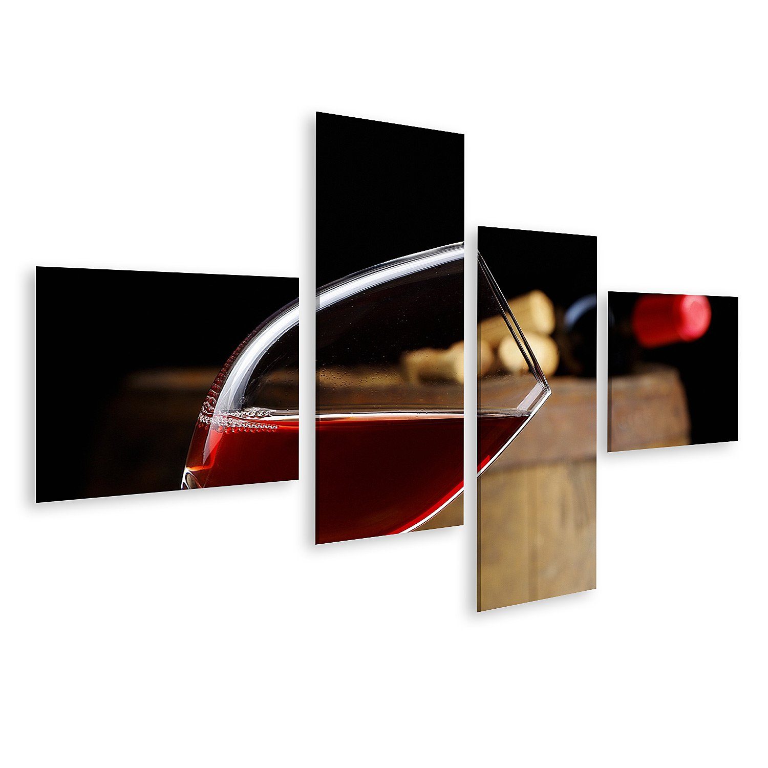 Leinwandbild Bild auf Leinwand Glas Wein mit Fass Wandbild Poster Kunstdruck Bilder