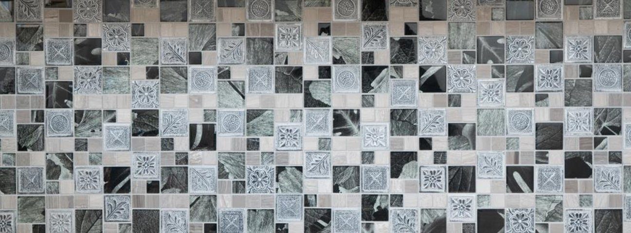 silber Mosaik Mosaikfliesen glänzend Mosani 10 Glasmosaik Resin / Matten