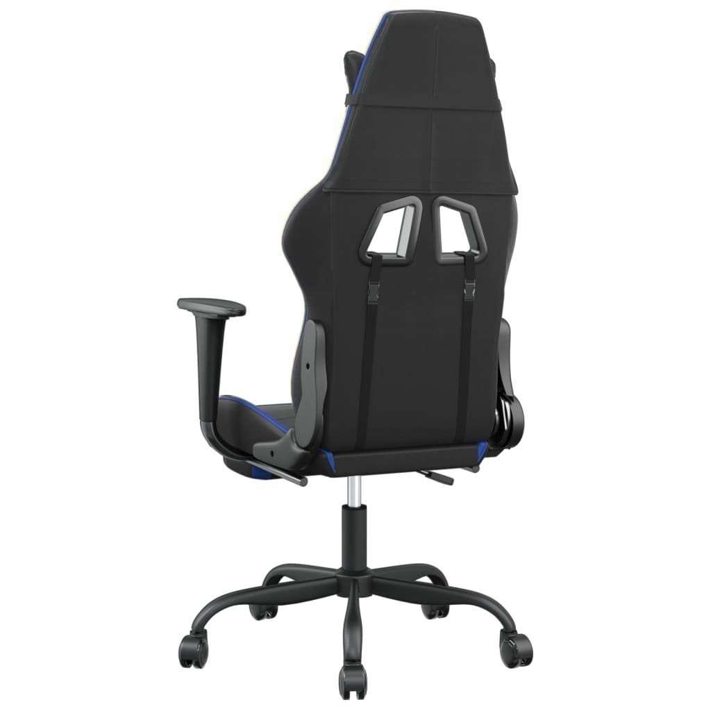 vidaXL Gaming-Stuhl Schwarz Kunstleder blau | blau Schwarz Blau Fußstütze und Schwarz Massage & & (1 St) Gaming-Stuhl mit und