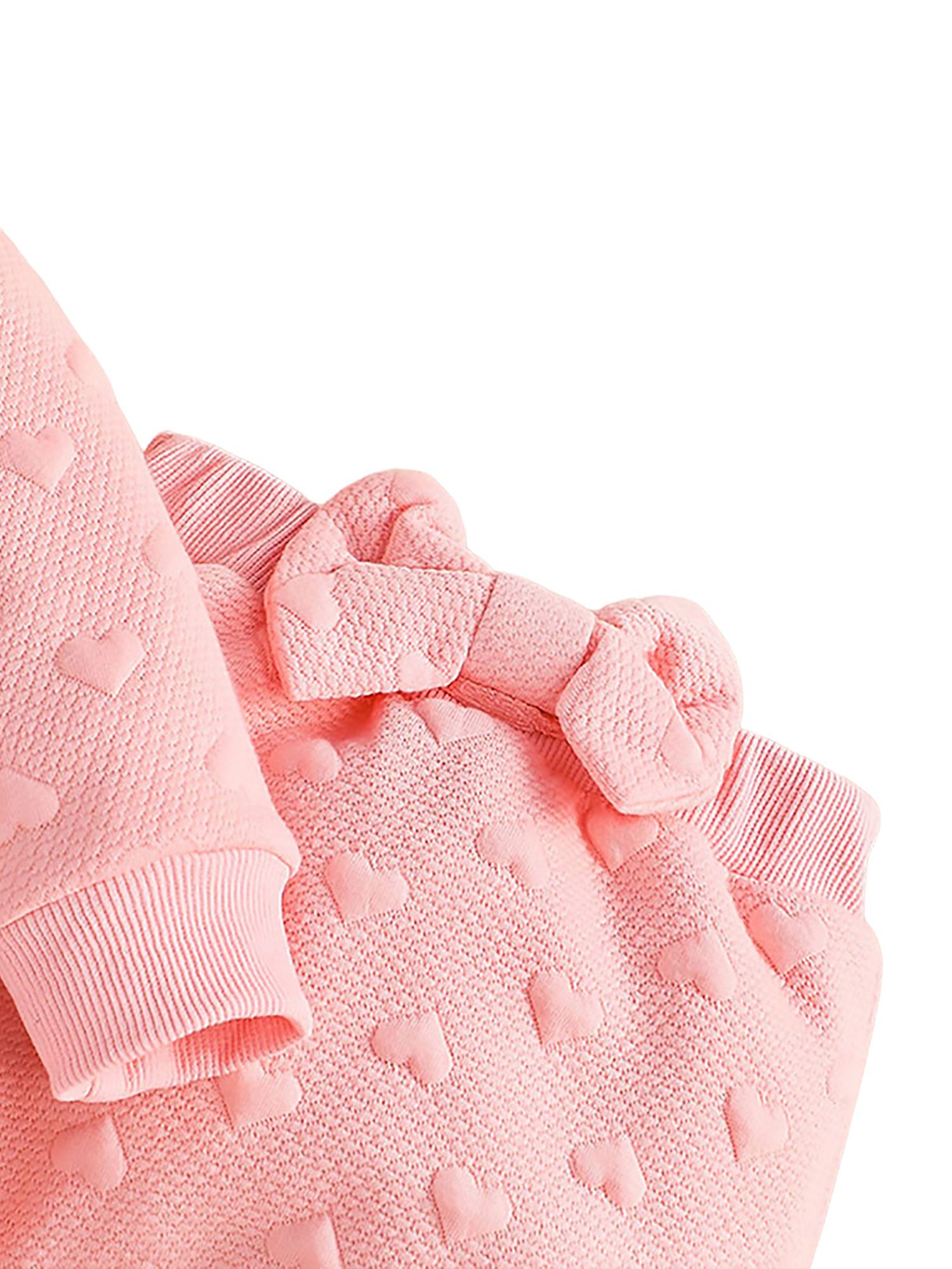 LAPA Langarmshirt & Hose fliegenden Langarmanzug Ärmeln Rosa gesticktem Babys Herzmuster mit Rippbündchen (2-tlg) einfarbig, Strickanzug