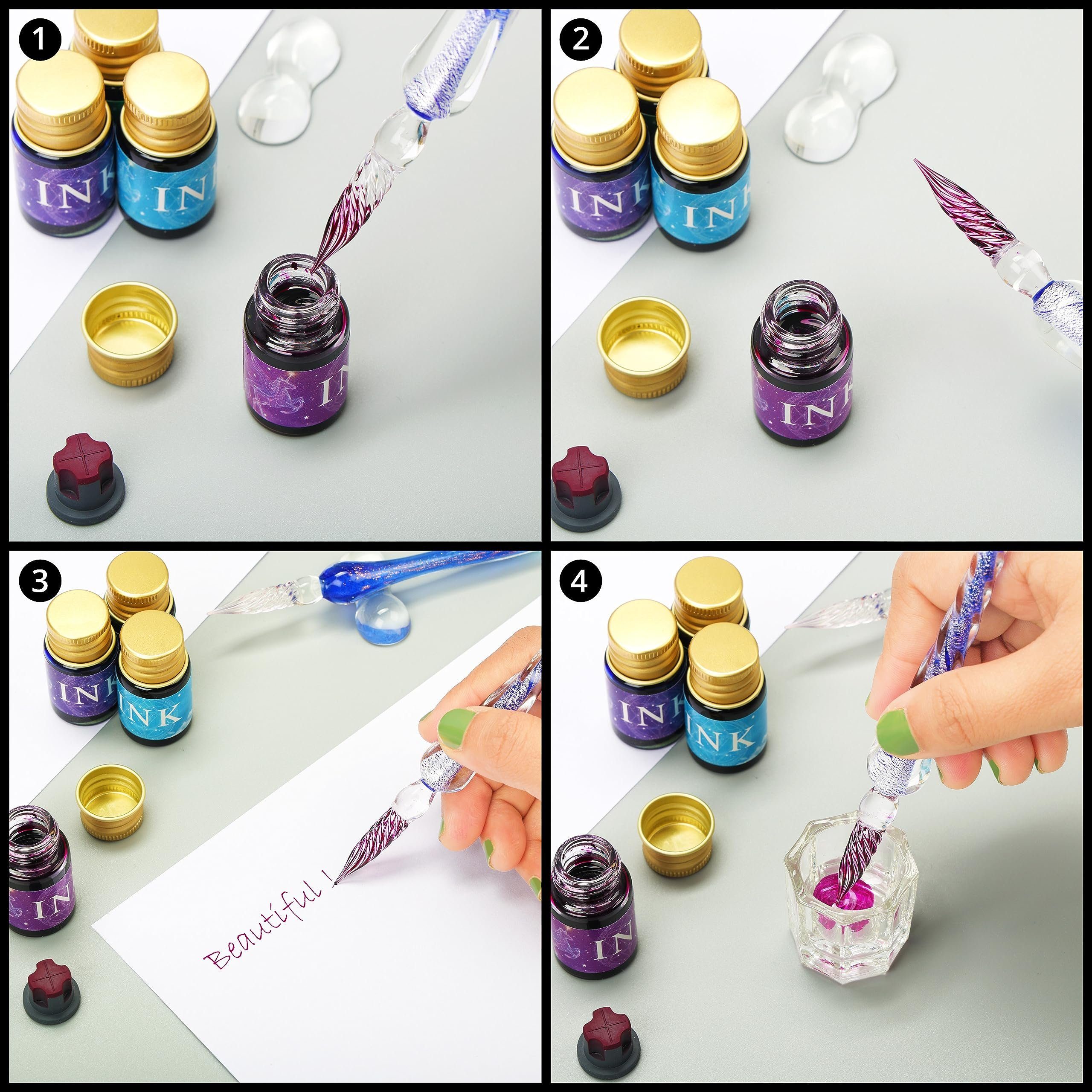 Kalligraphie Set Tintenflaschen mit Belle Vous Halter Pinselstift und