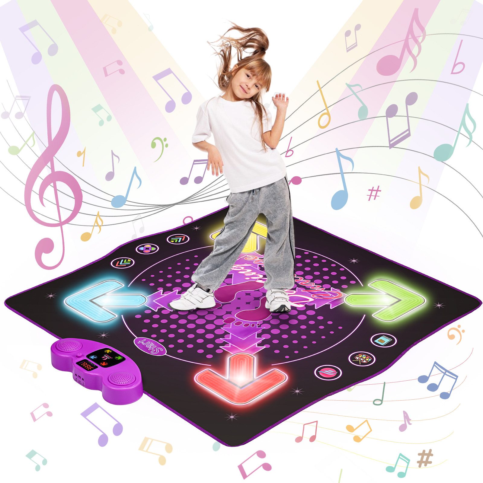 i@home Tanzmatte (für Kinder, mit Bluetooth, Beleuchtete Musikmatte, Geschenk, 88*90cm)