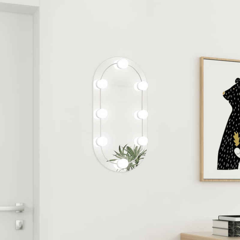 vidaXL Spiegel Spiegel mit LED-Leuchten 60x30 cm Glas Oval (1-St)