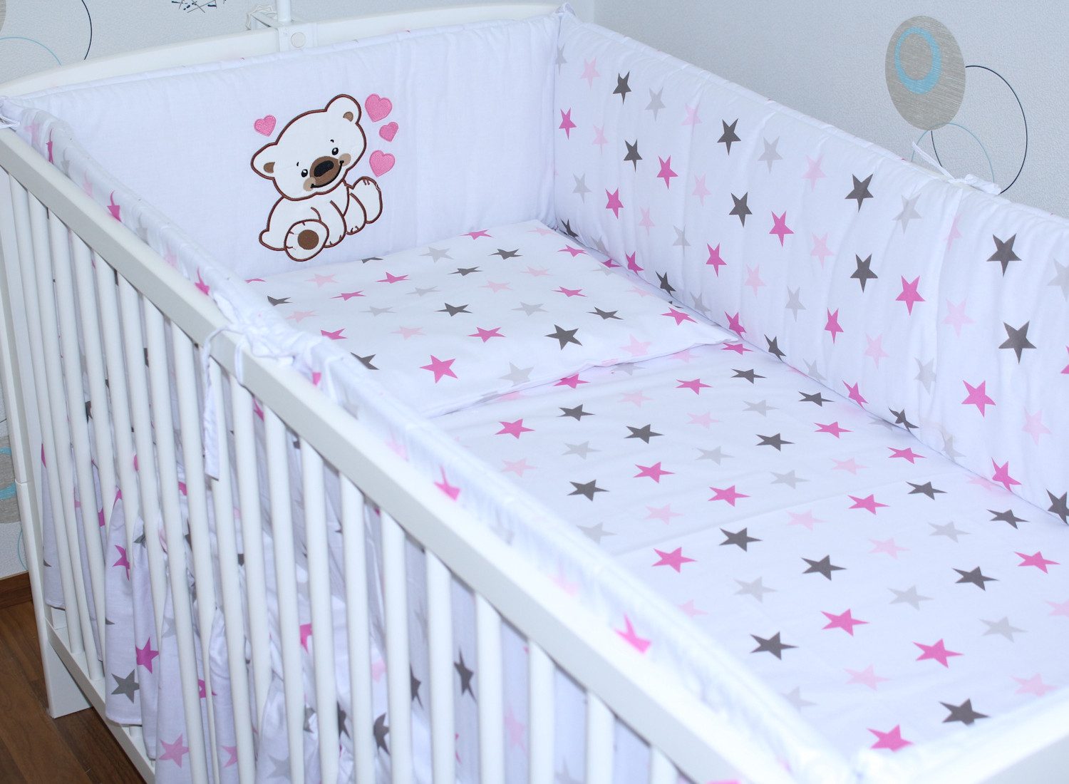Primawela Bettnestchen Nestchen Applikation 420 cm Bettumrandung Baby Bett Kinder Kopfschutz