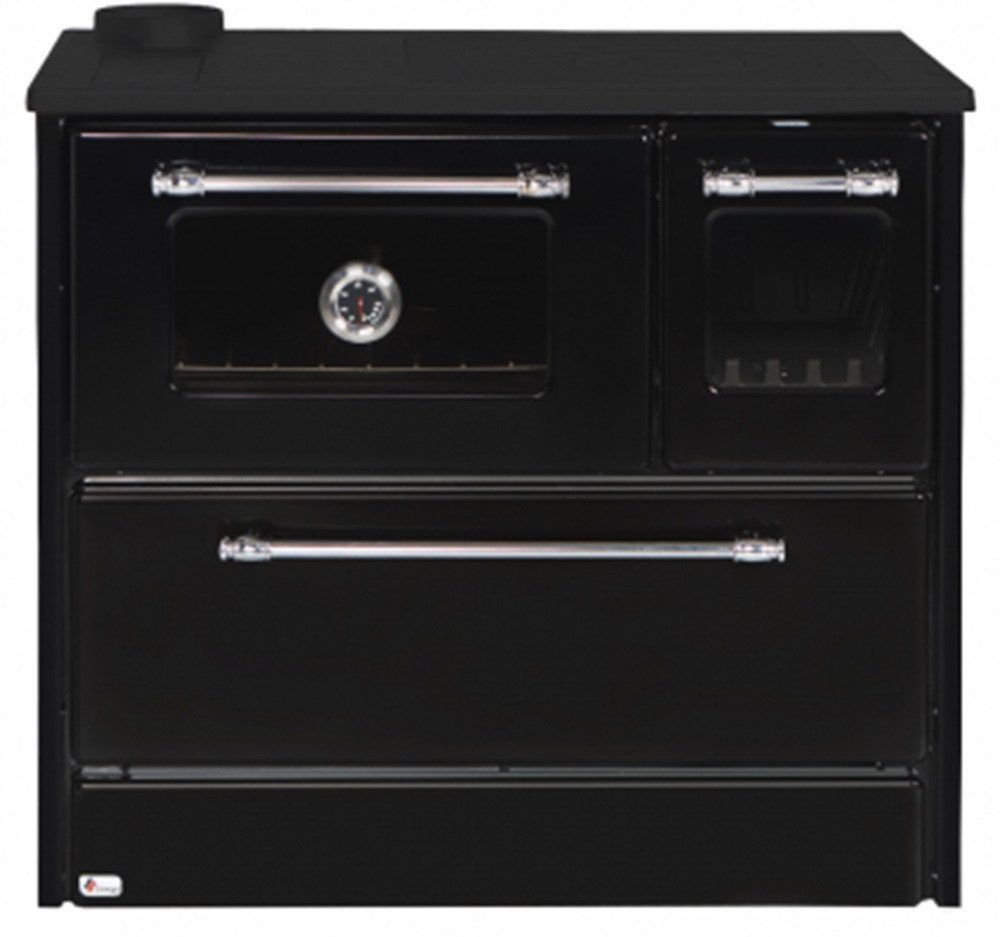 SimgeSoba Festbrennstoffherd Küchenofen Holzherd 701-G Omega schwarz, linke Version, 9,18 kW
