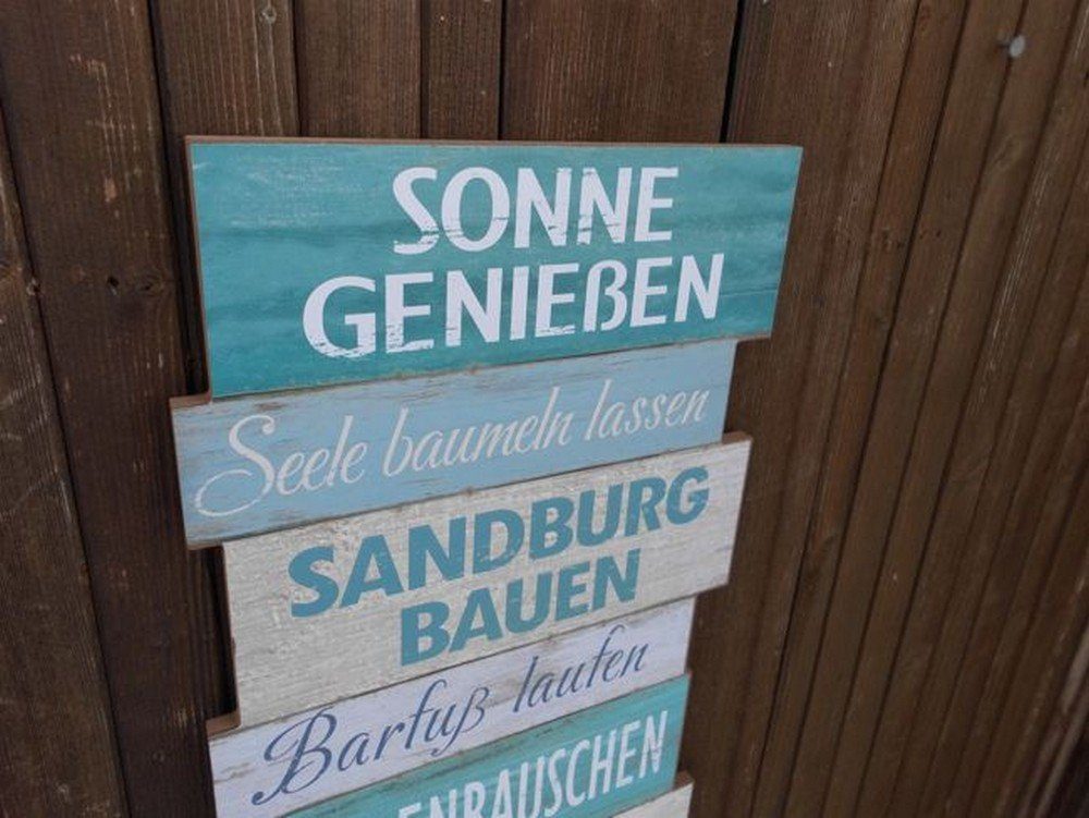 Deko-Impression Wanddekoobjekt Schild Strandregeln Gartenregeln Beach Relax Sonne Holz /MDF 49 cm (1 St)