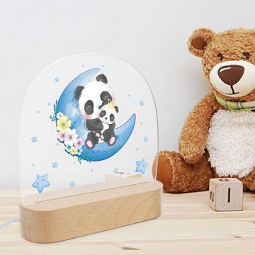 GRAVURZEILE LED Nachtlicht für Kinder, Beruhigend und Energiesparend - Mond Design - Panda, LED, Warmweiß, Geschenk für Kinder & Baby