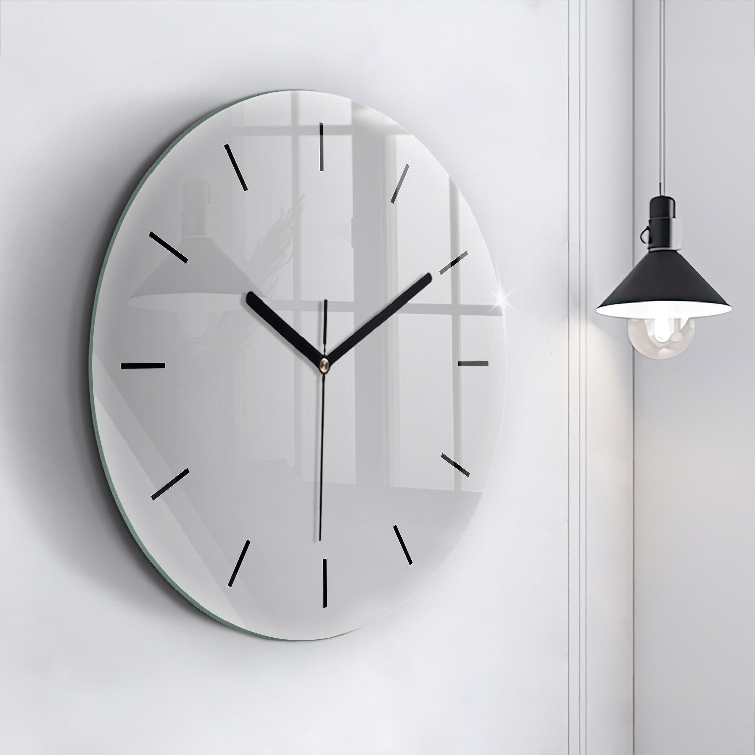 Tulup Wanduhr Wanduhr Glasrunde Uhr Moderne Glaswanduhr 60cm Uhr aus Gehärtetem Glas