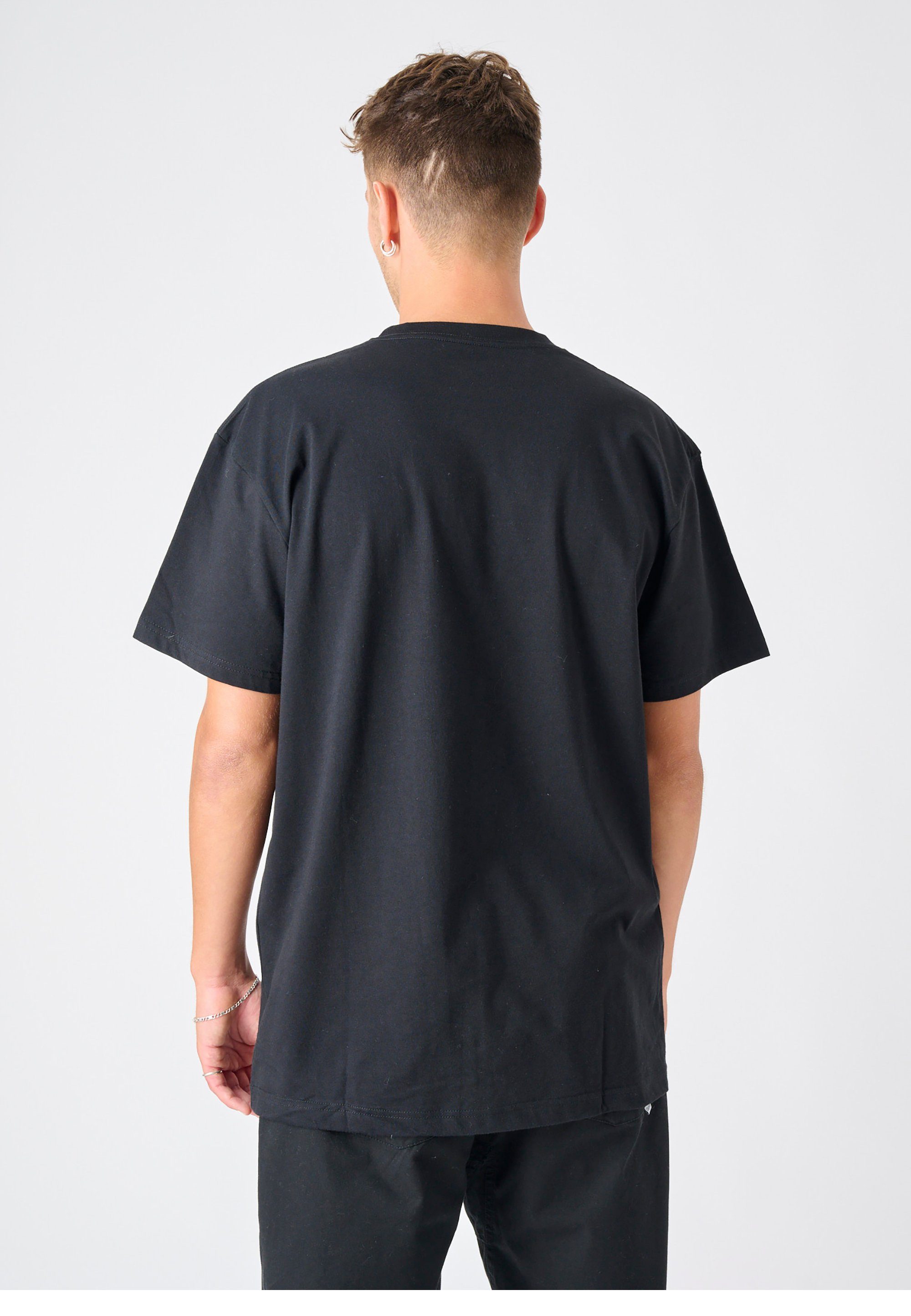 Mono schwarz Schnitt Gull T-Shirt Cleptomanicx mit Embroidery lockerem