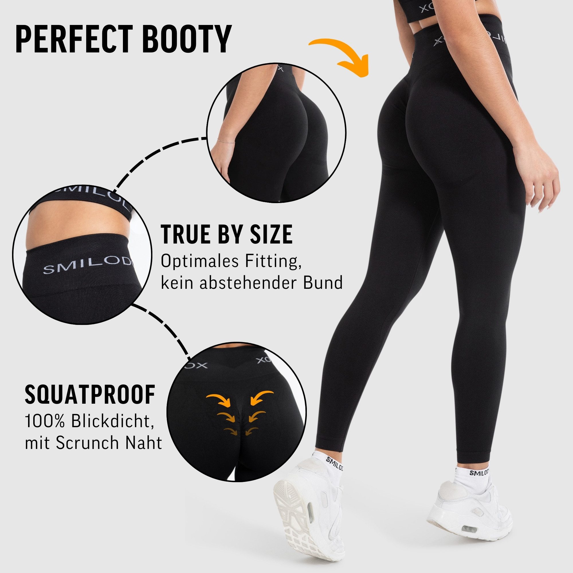 Smilodox Leggings Azura, Push Up Booy Fitnessleggings mit Schriftzug Sport & Alltag Scrunch Butt Squat-Sicher High Waist Seamless Yoga Gymhose Blickdicht – Bild 5 von 5