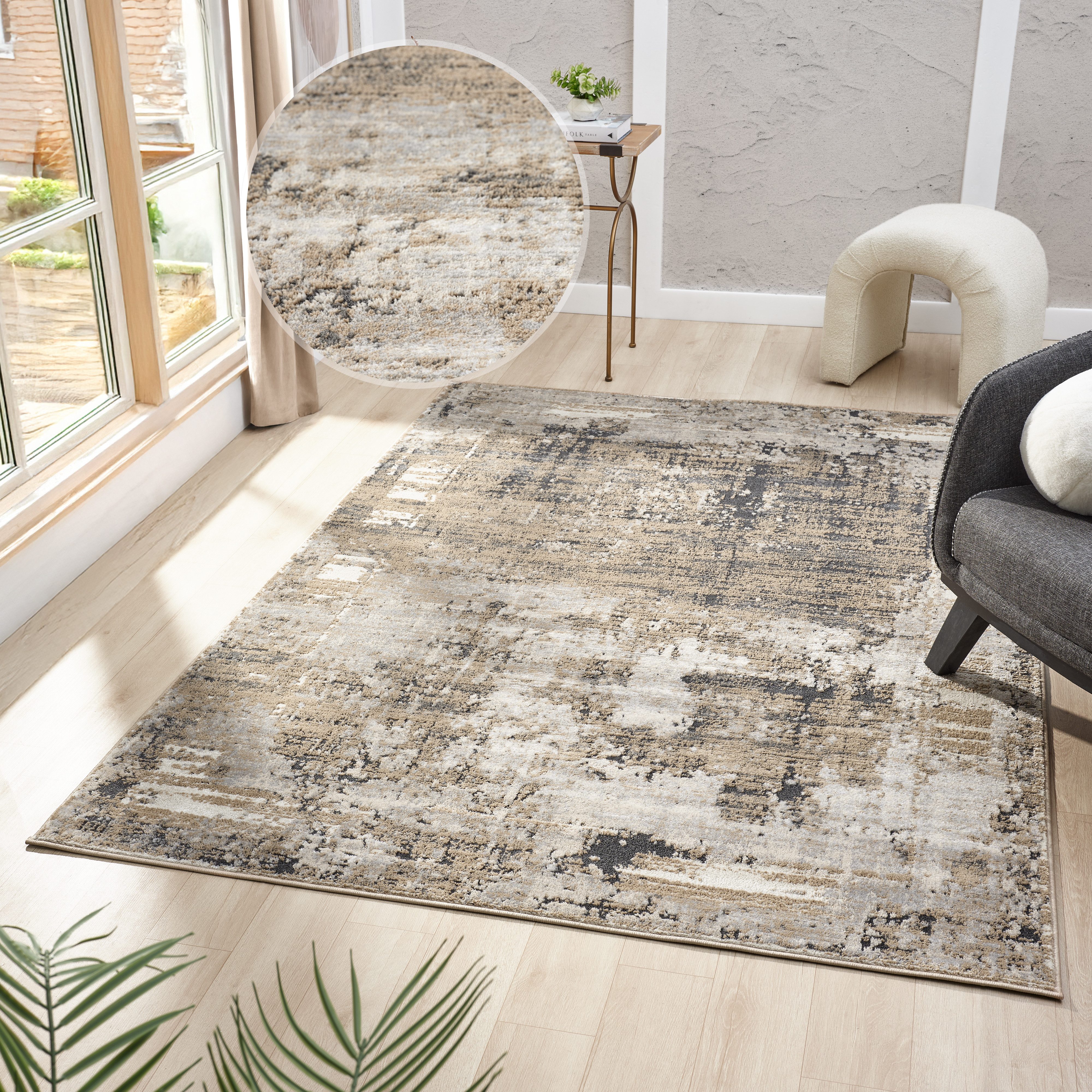 my home Teppich Hamsa, rechteckig, Höhe: 9 mm, dezenter Glanz, Schrumpf-Garn-Effekt, im Vintage-Look, dichte Qualität