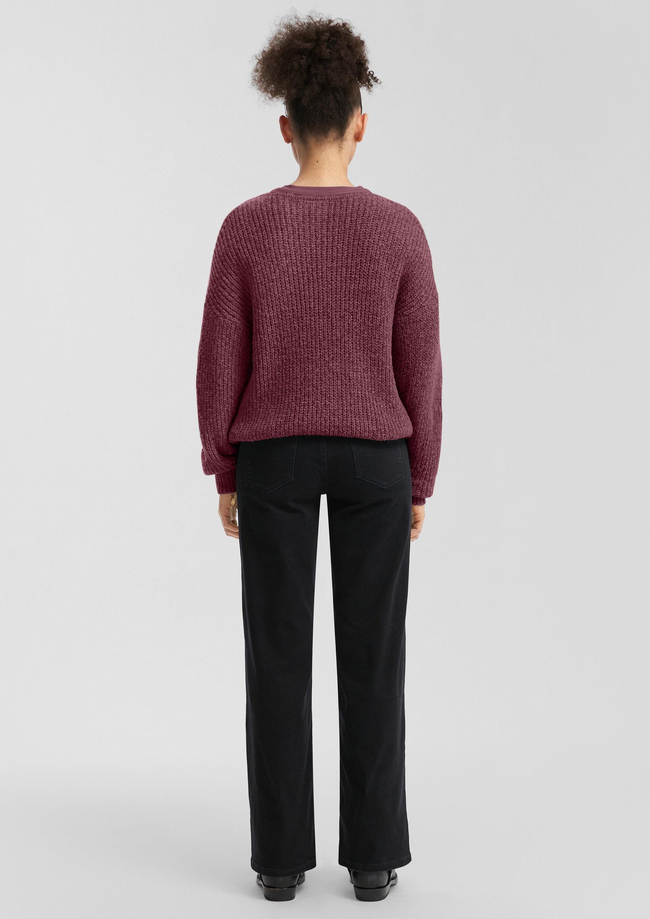 QS Longpullover Strickpullover Melierter Pullover