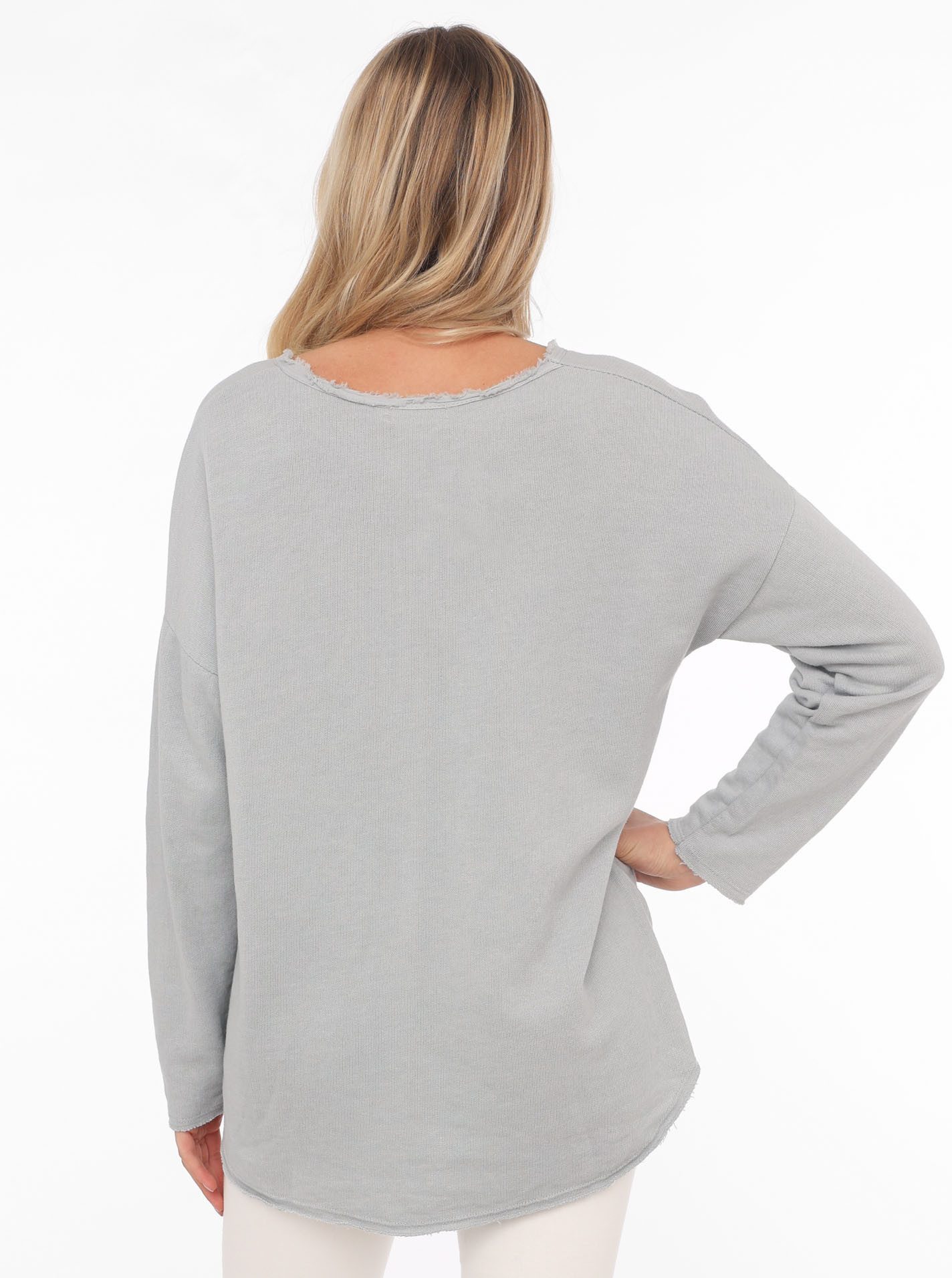 Zwillingsherz Sweatshirt "Positive Mind" ausgefranster V-Ausschnitt, günstig online kaufen