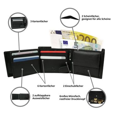 MOKIES Geldbörse Herren Portemonnaie GN104 Premium Nappa (querformat), 100% Echt-Leder, Premium Nappa-Leder, RFID-/NFC-Schutz, Geschenkbox