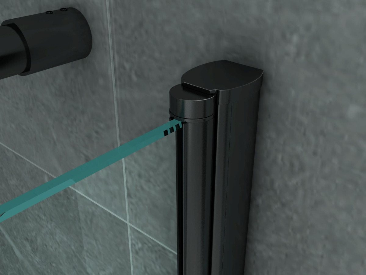 Thumbnail - Belvit Eckdusche BV-DK7-8080, BxT: 80x80 cm, 1-tlg., BELVIT Duschkabine Drehtür 6 mm Sicherheitsglas Matt Schwarz mit